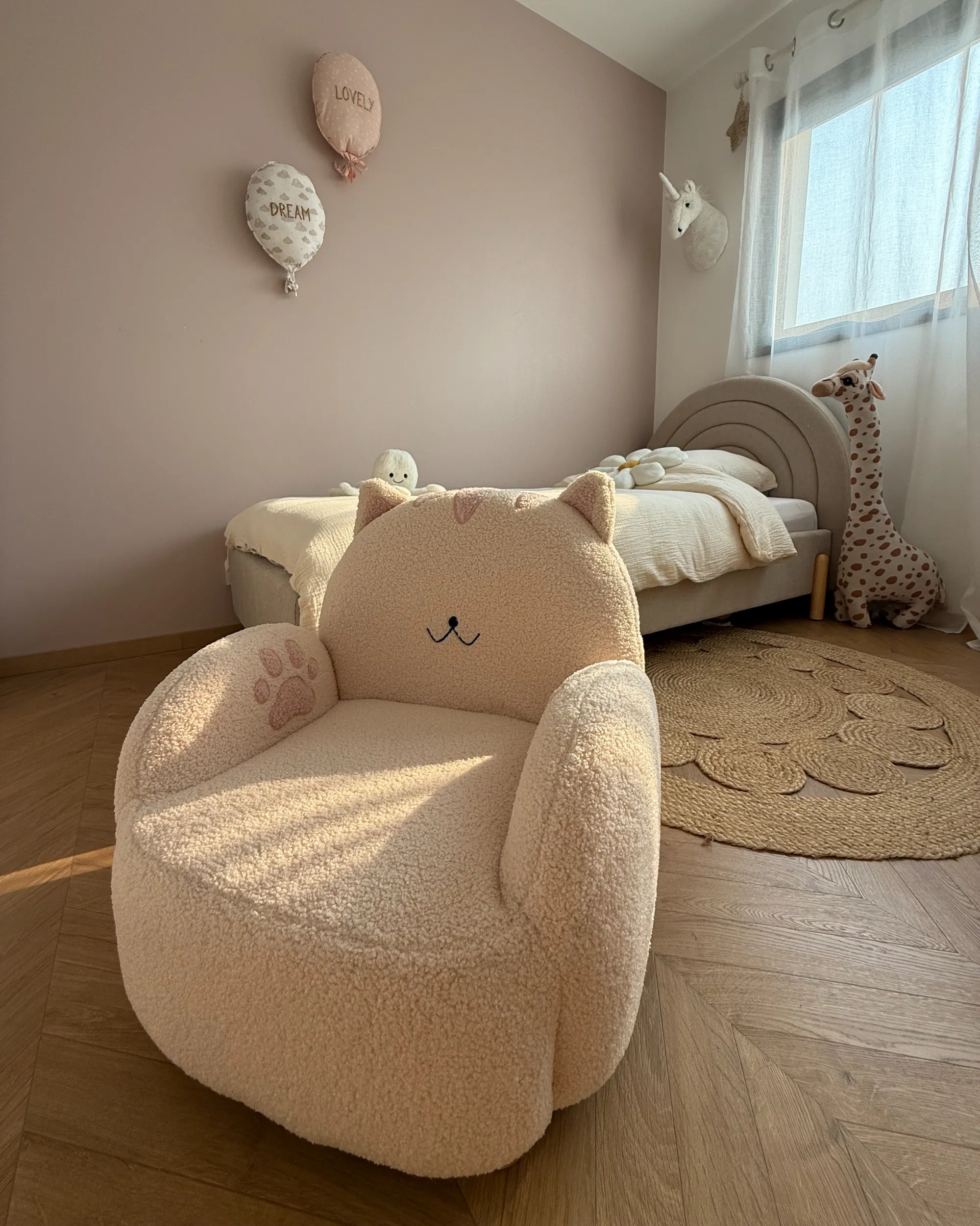 Kinderfauteuil Kat ZOAR Bouclé Gebroken wit