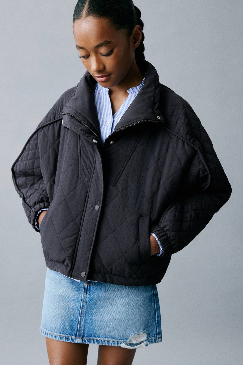 Mango Kids gewatteerde jas marine