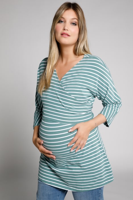 Bellieva-Wickelshirt, V-Ausschnitt, Stilleinsatz, Biobaumwolle, GOTS