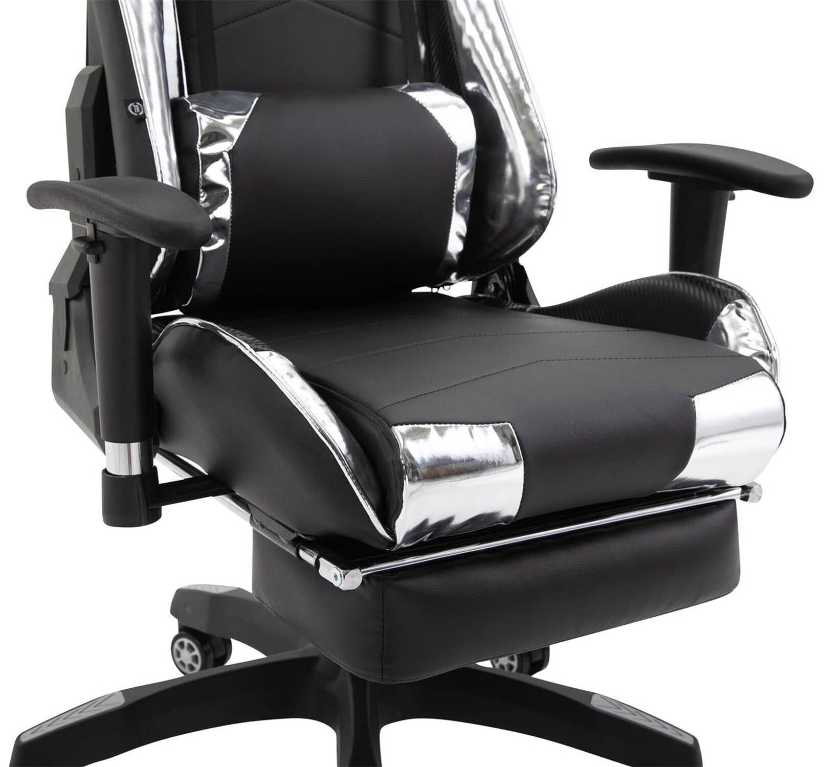 TPFLiving Racing Bürostuhl Turbine mit Fußablage glanz Schwarz/Weiß