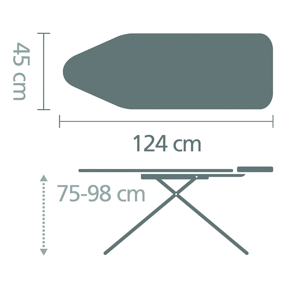 Brabantia PerfectFlow Stoomunithouder Strijkplank 124 x 45 cm