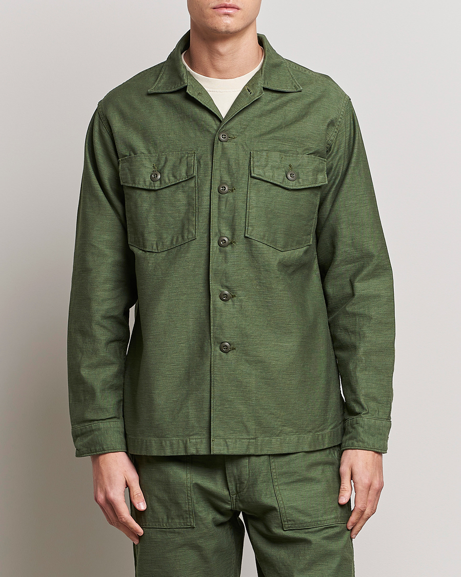 orSlow Cotton Sateen US Army Overshirt Green