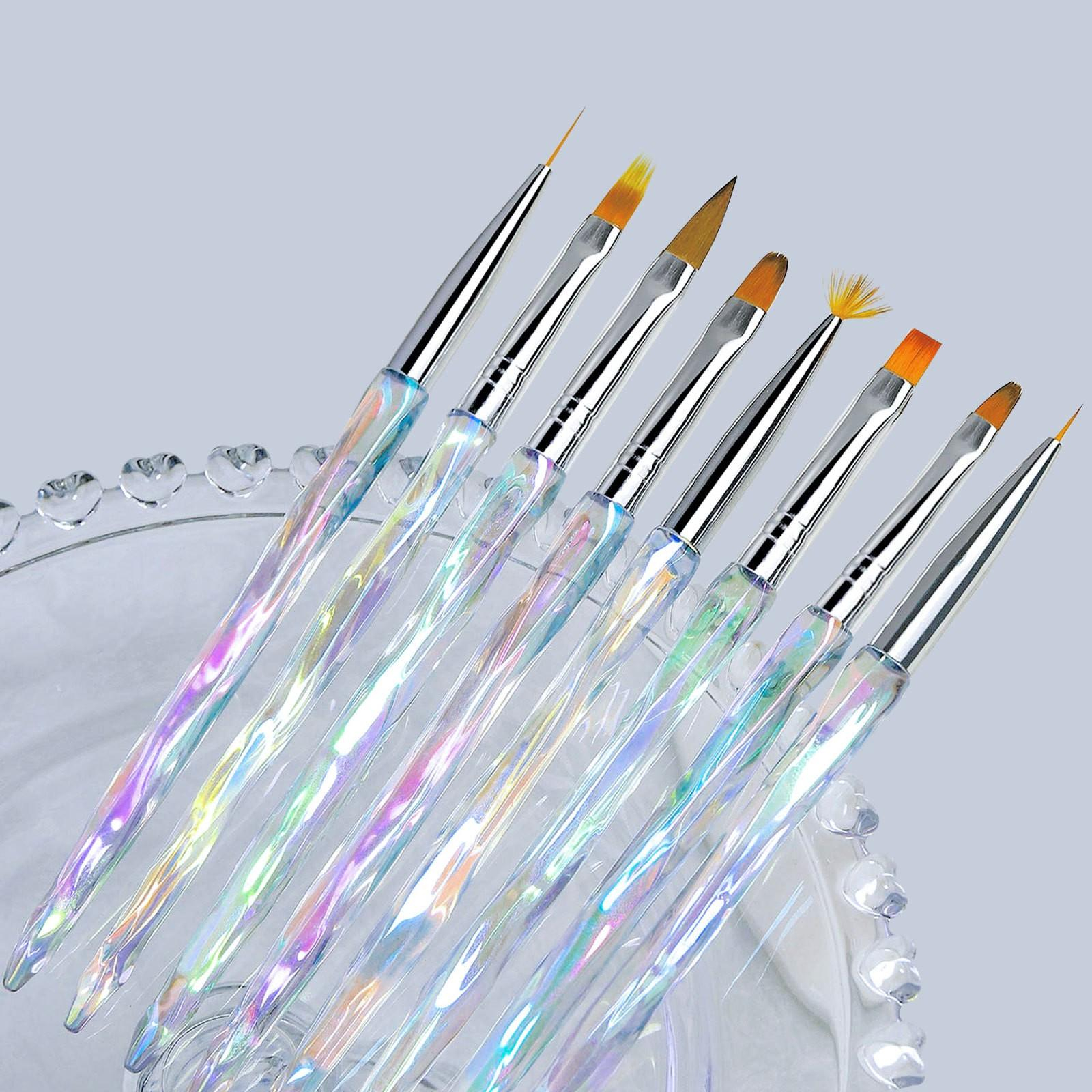(8-tlg Set) Nail Art Nageldesign Dekorier Pinsel für UV / Acryl Gel - Bunt