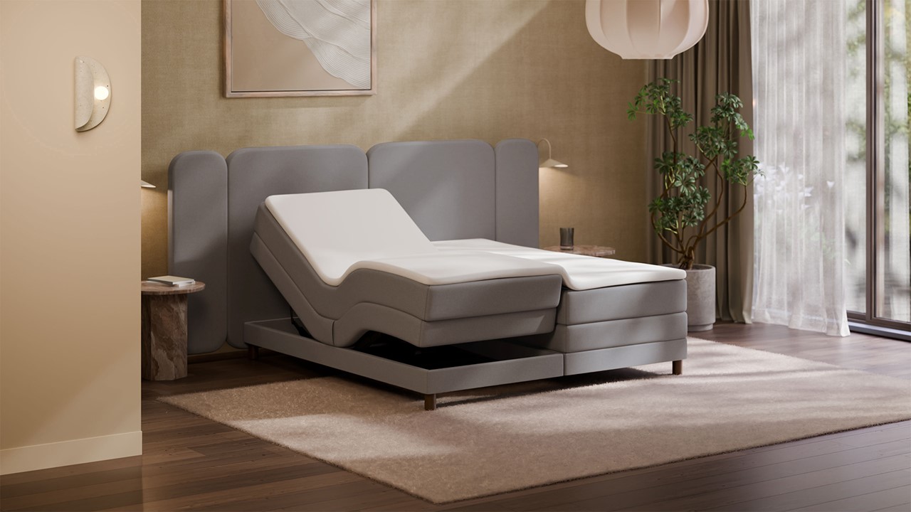Elektrische boxspring Ridge - Wool look light grey