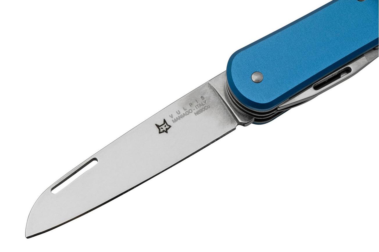 FOX Vulpis 4-Tools FX-VP130-F4SB, N690Co, Aluminium Sky Blue, Zwitsers zakmes
