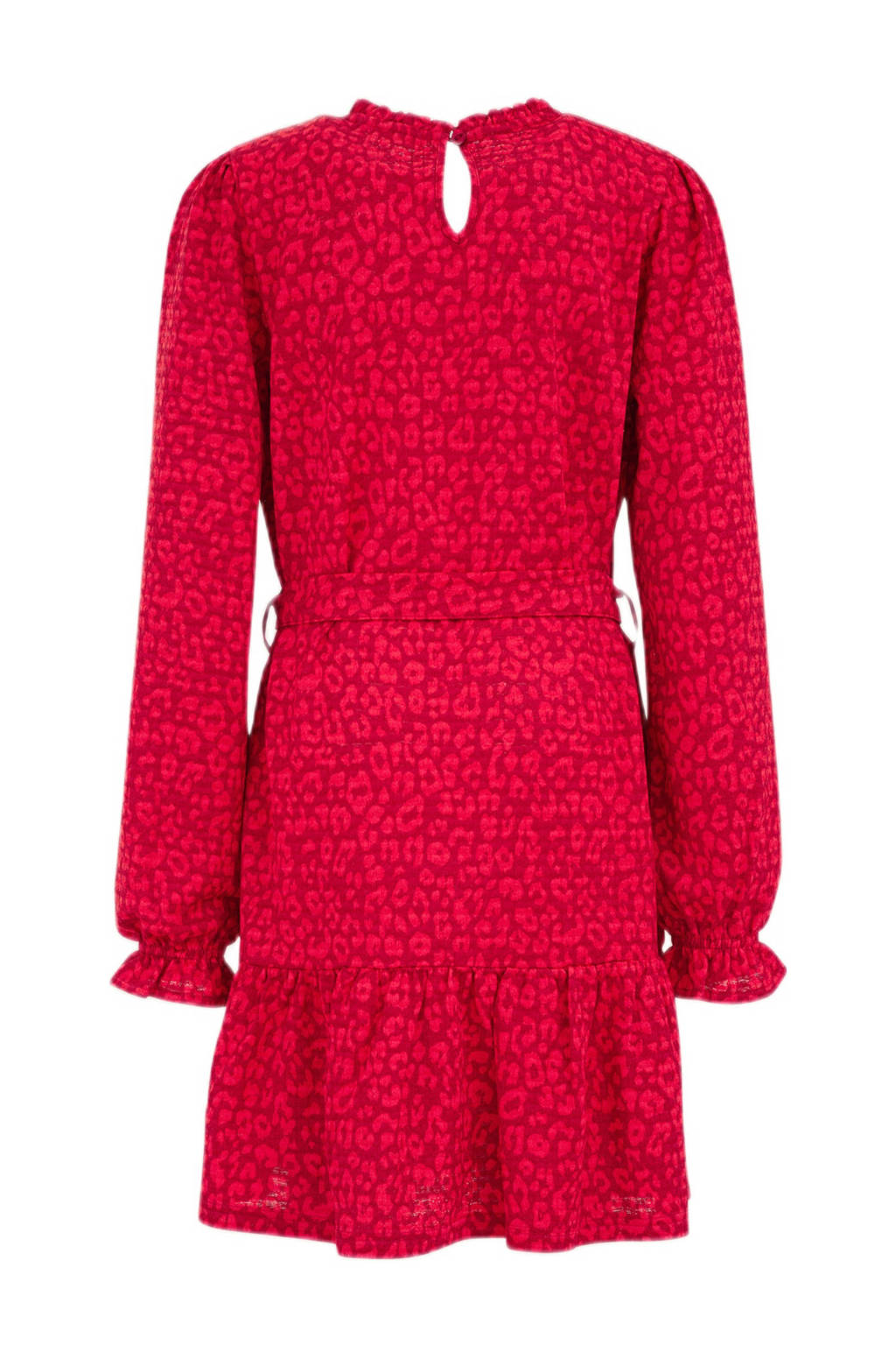 WE Fashion jurk met all over print en plooien rood