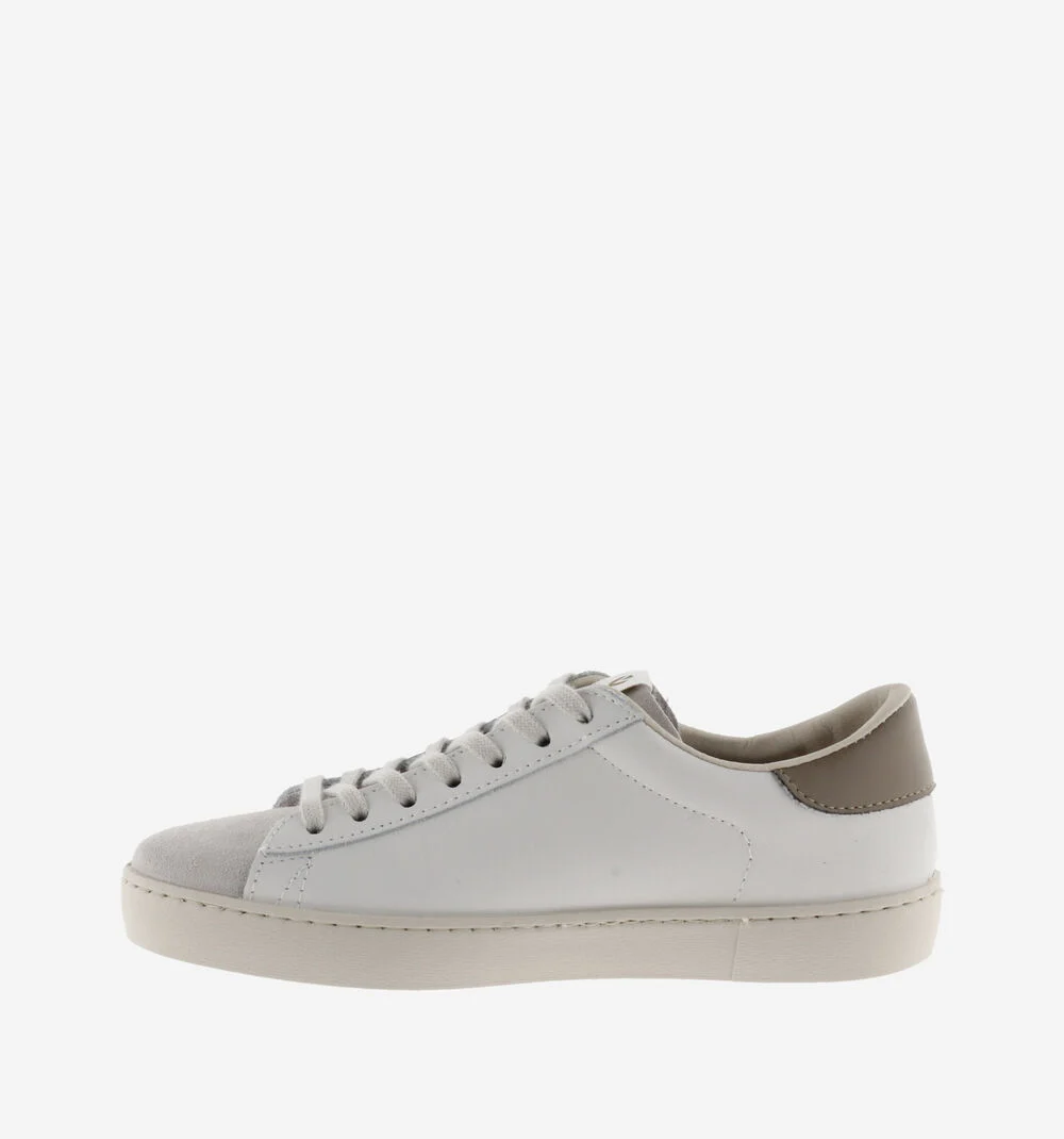 BERLÍN CUIR & CUIR FENDU Baskets blanches unisexes en cuir BEIGE