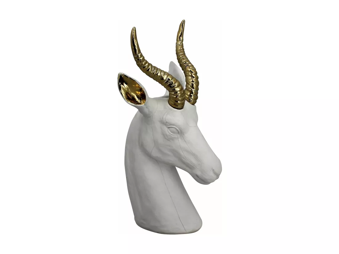 Now's Home - Vase Blanc En Resine Mat Et Or 19.5x20x39.5cm Springbok