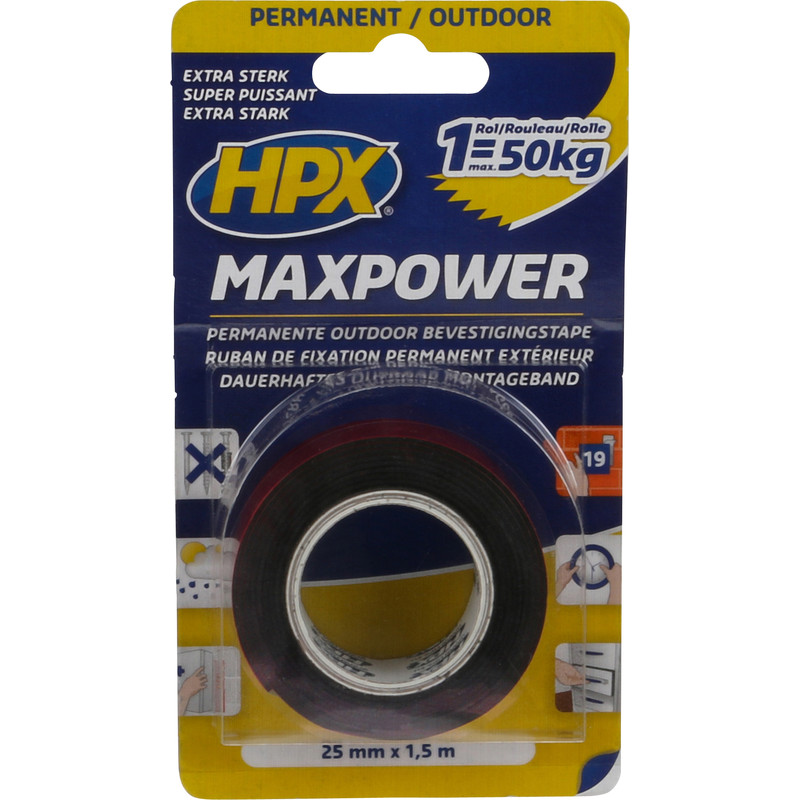 HPX bevestigingstape outdoor 25mmx1,5m