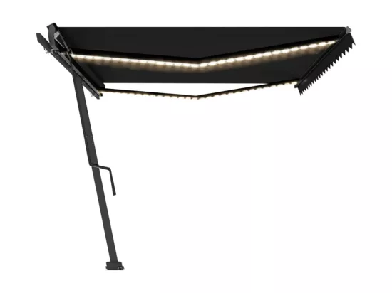 Auvent manuel rétractable avec LED 500x300 cm Anthracite
