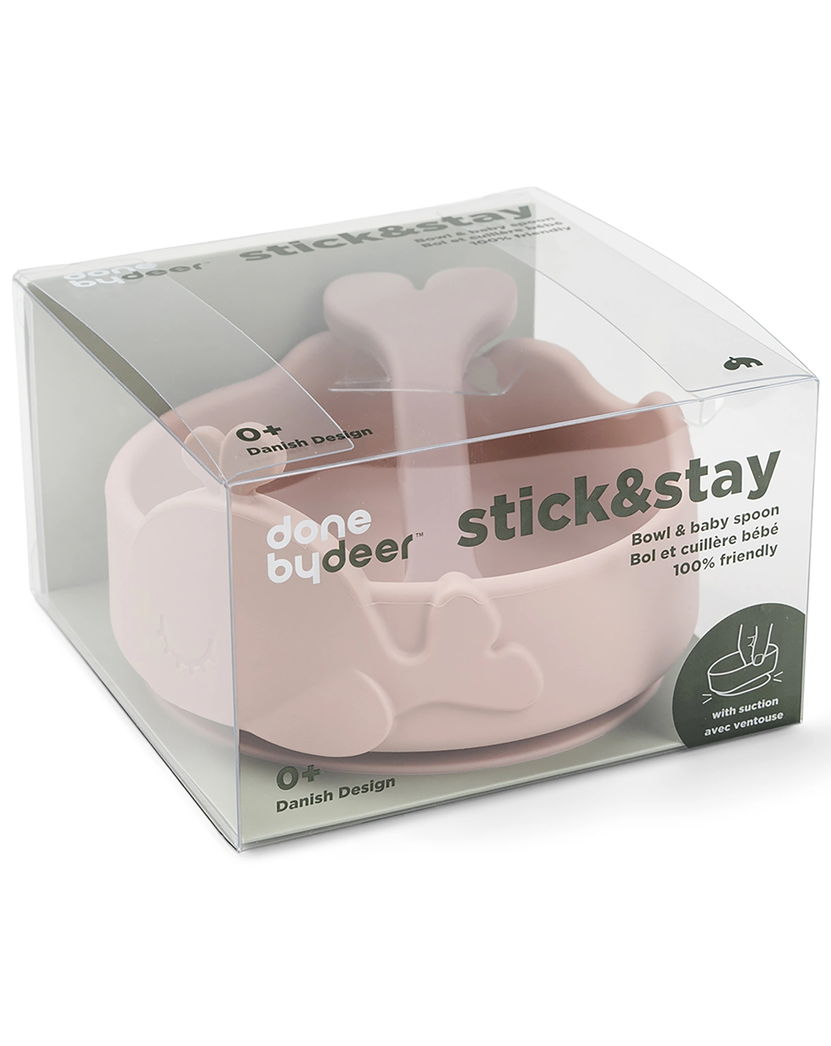 Silikon-Schale STICK&STAY - WALLY mit Löffel in rosa