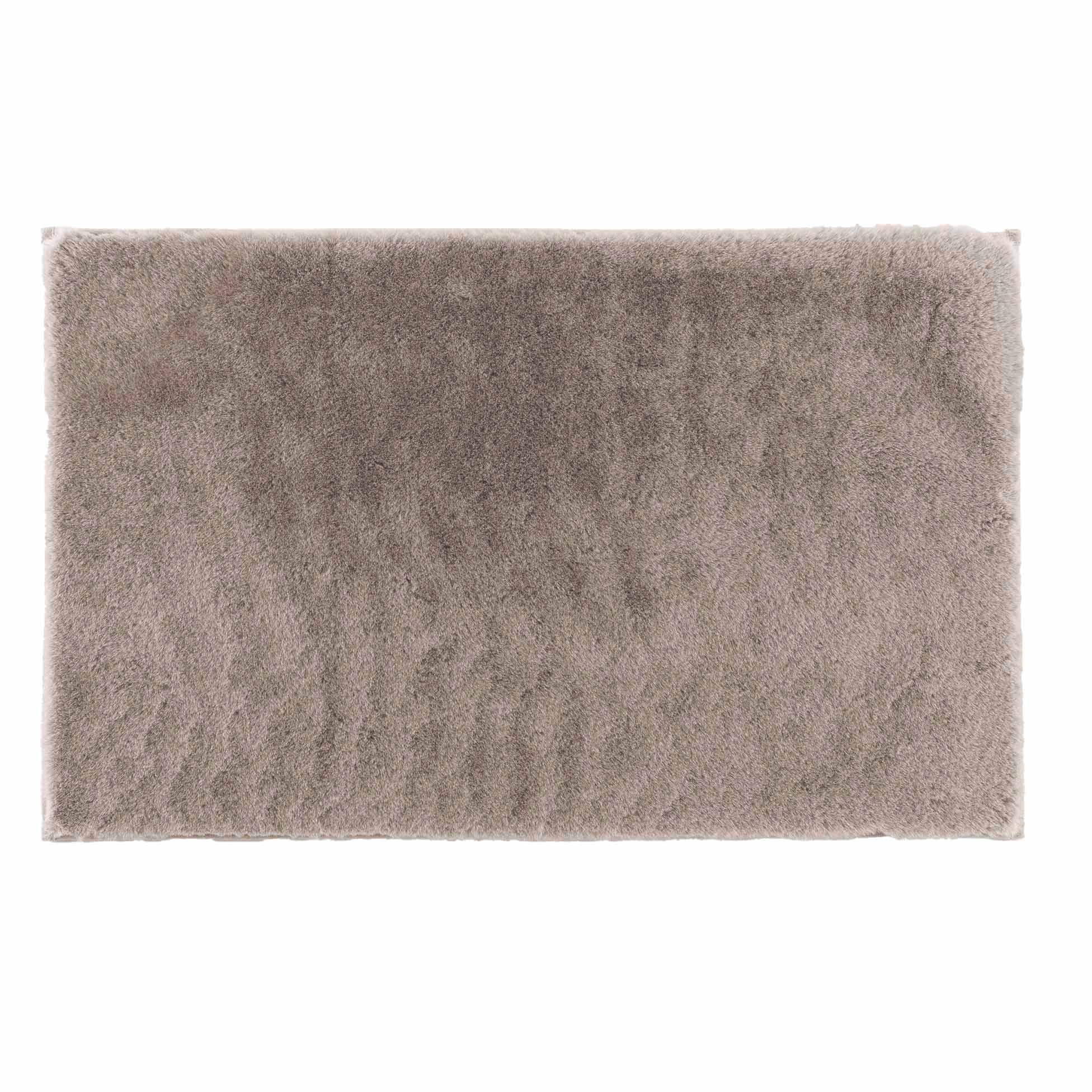 TAPIS RECTANGLE 60X90CM IMITATION FOURRURE FELINE TAUPE