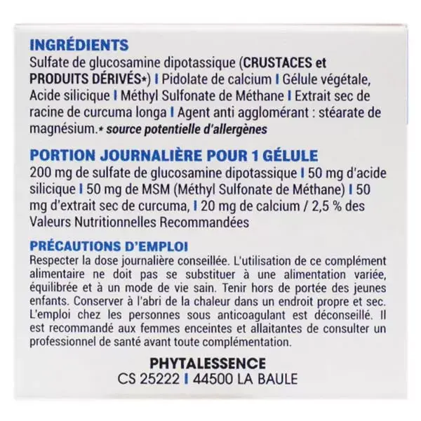 Phytalessence Glucosamina Cálcio Sílica 30 cápsulas