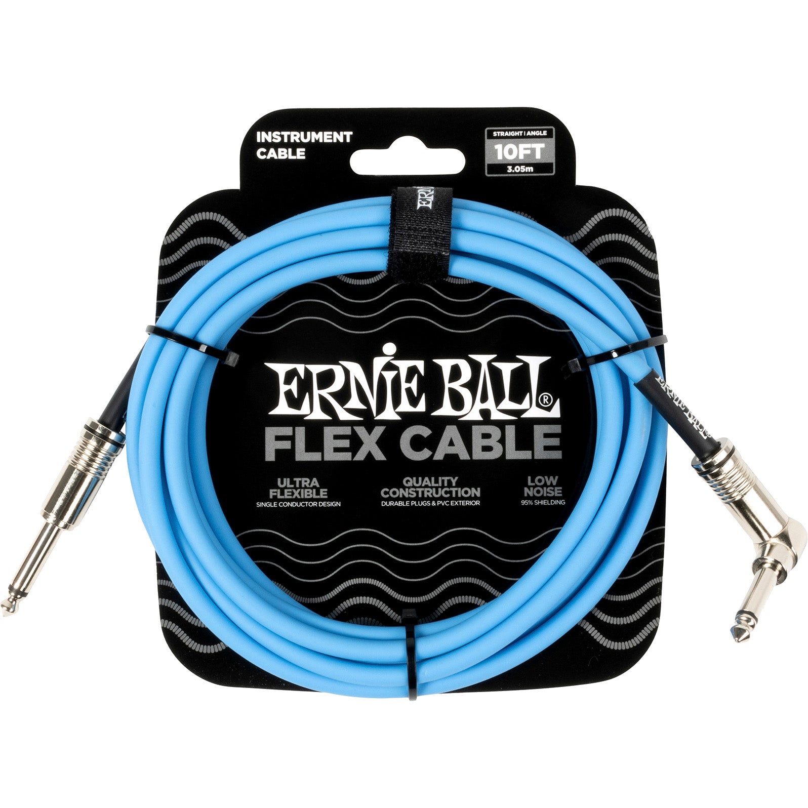 Ernie Ball 6464 Flex 3 meter instrumentkabel blauw haaks - recht