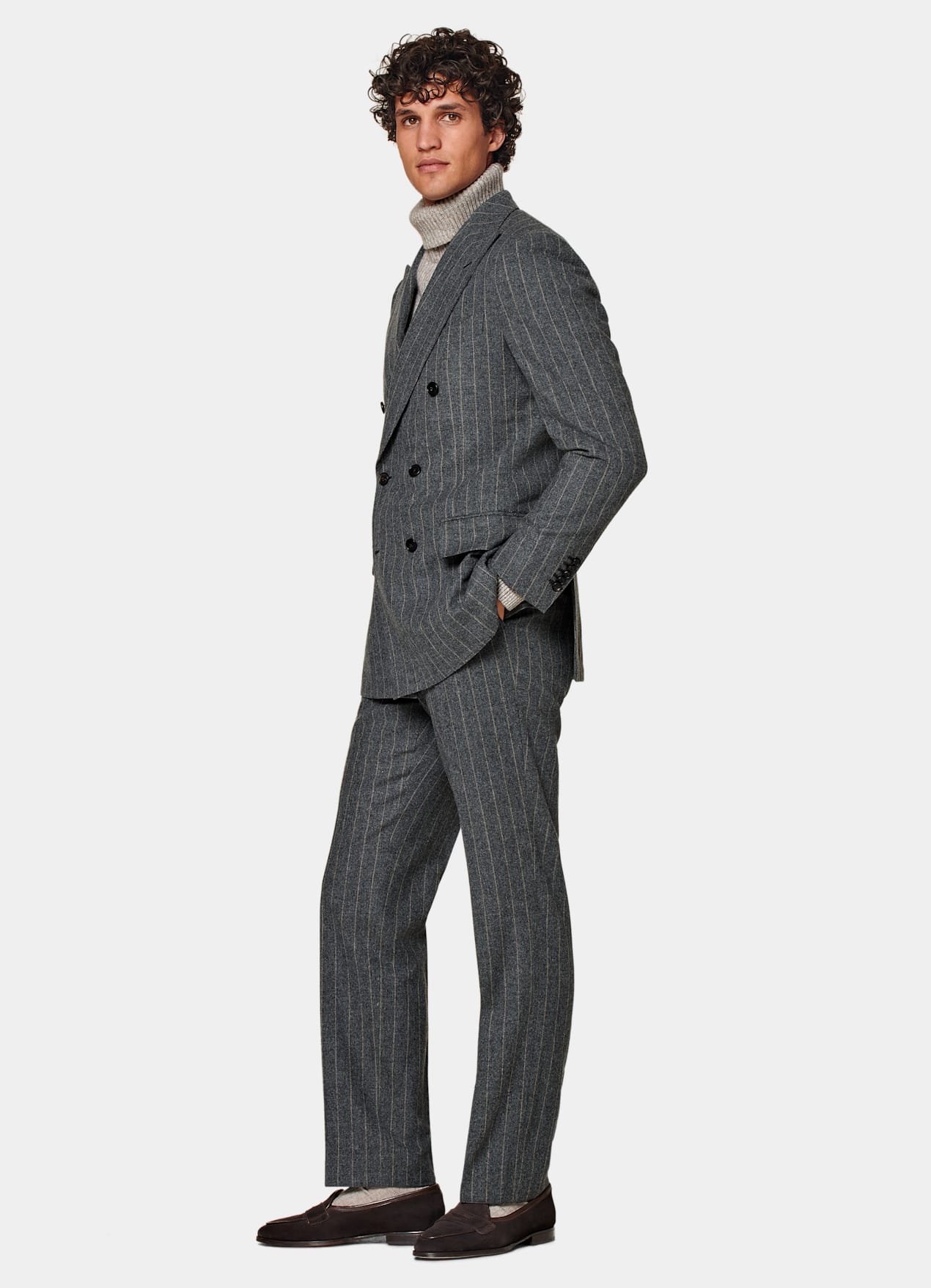 Costume Milano coupe Tailored gris foncé à rayures