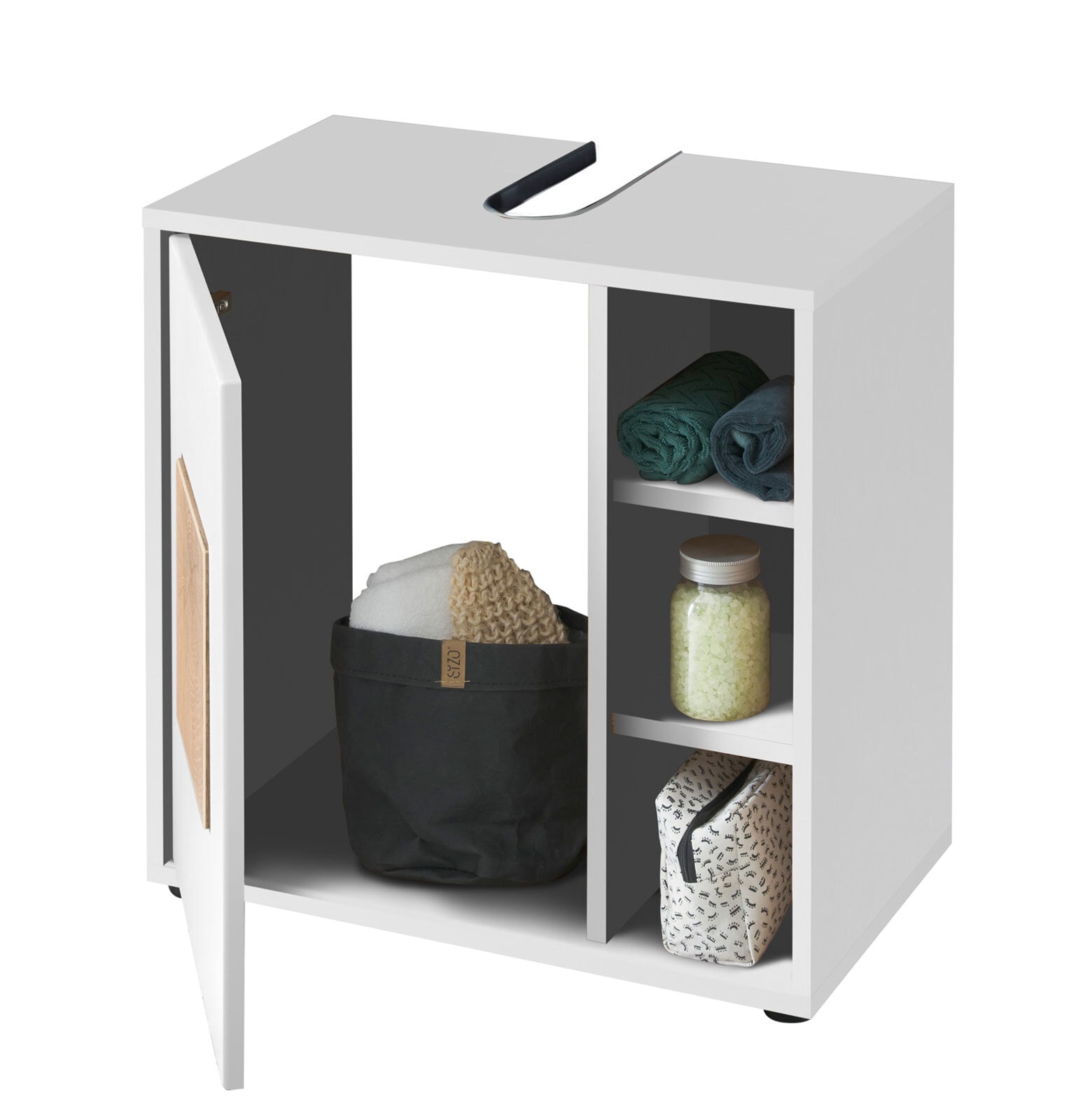 Waschbeckenunterschrank SOLID weiß/ braun