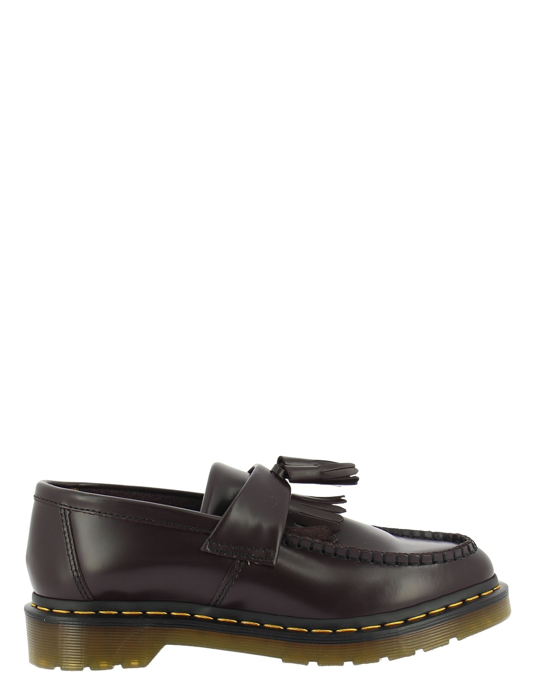 dr martens mocassins pampilles femme adrian yellow stitch cuir smooth bordeaux foncé