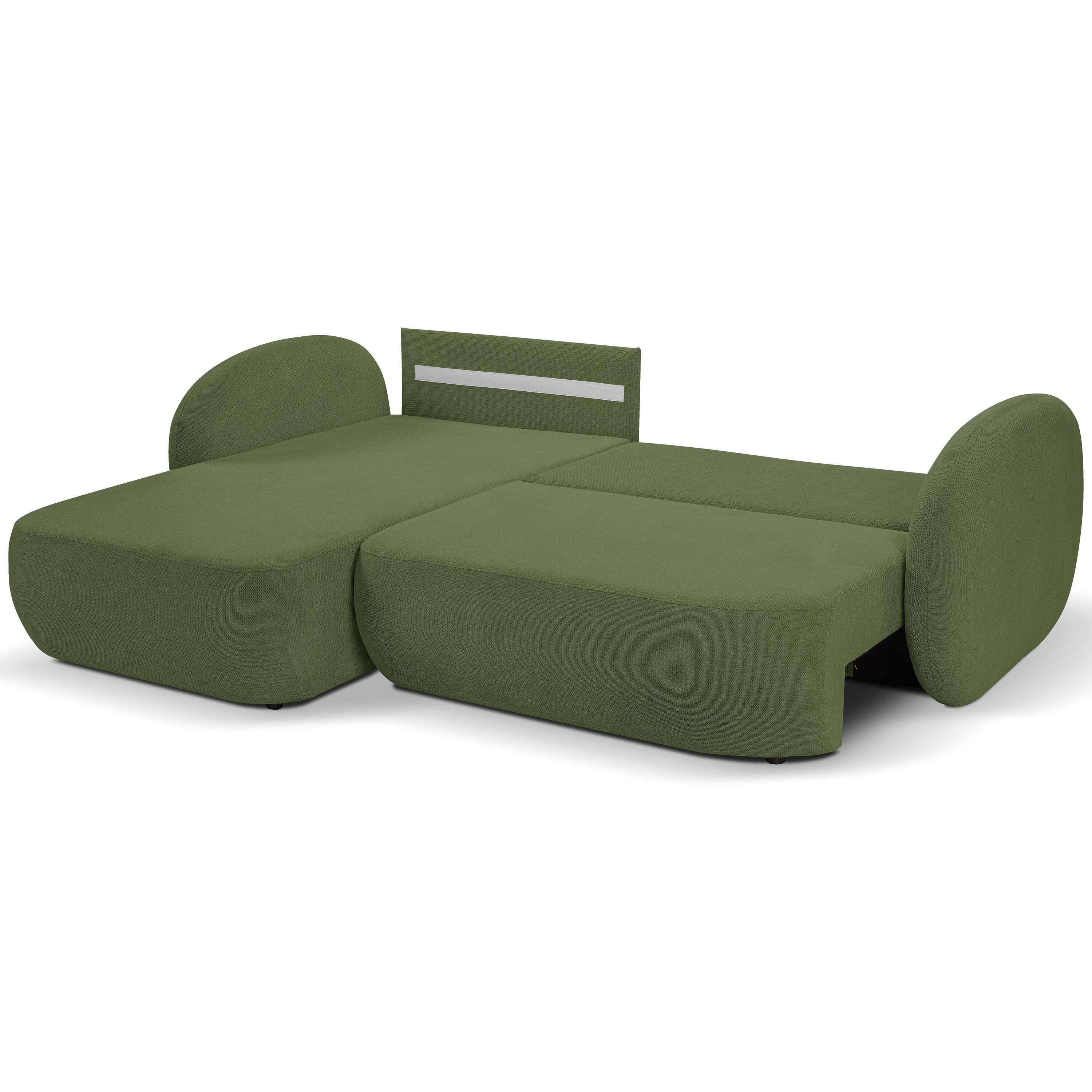 by fonQ Orin Hoekbank Links met Slaapfunctie - Chenille - Groen