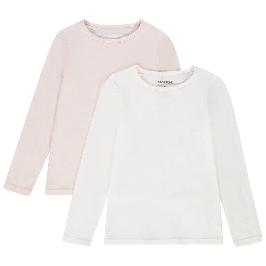 Lot de 2 maillots de corps unis à manches longues pour fille - Rose