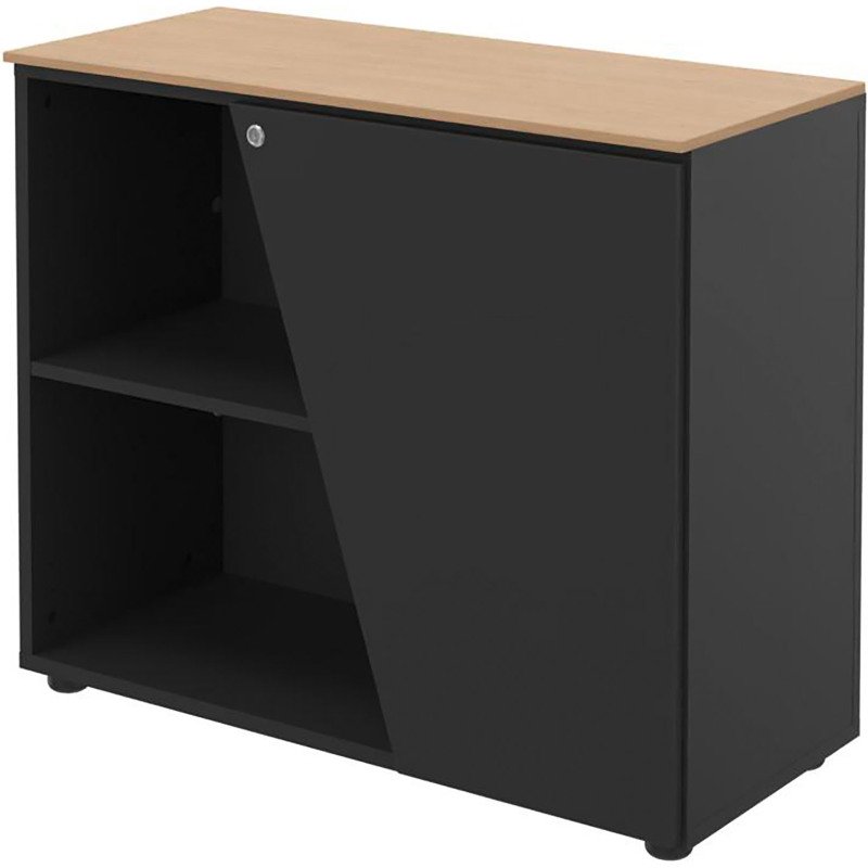 Armoire basse Helyos H 76 x L 90 cm top chêne porte à droite