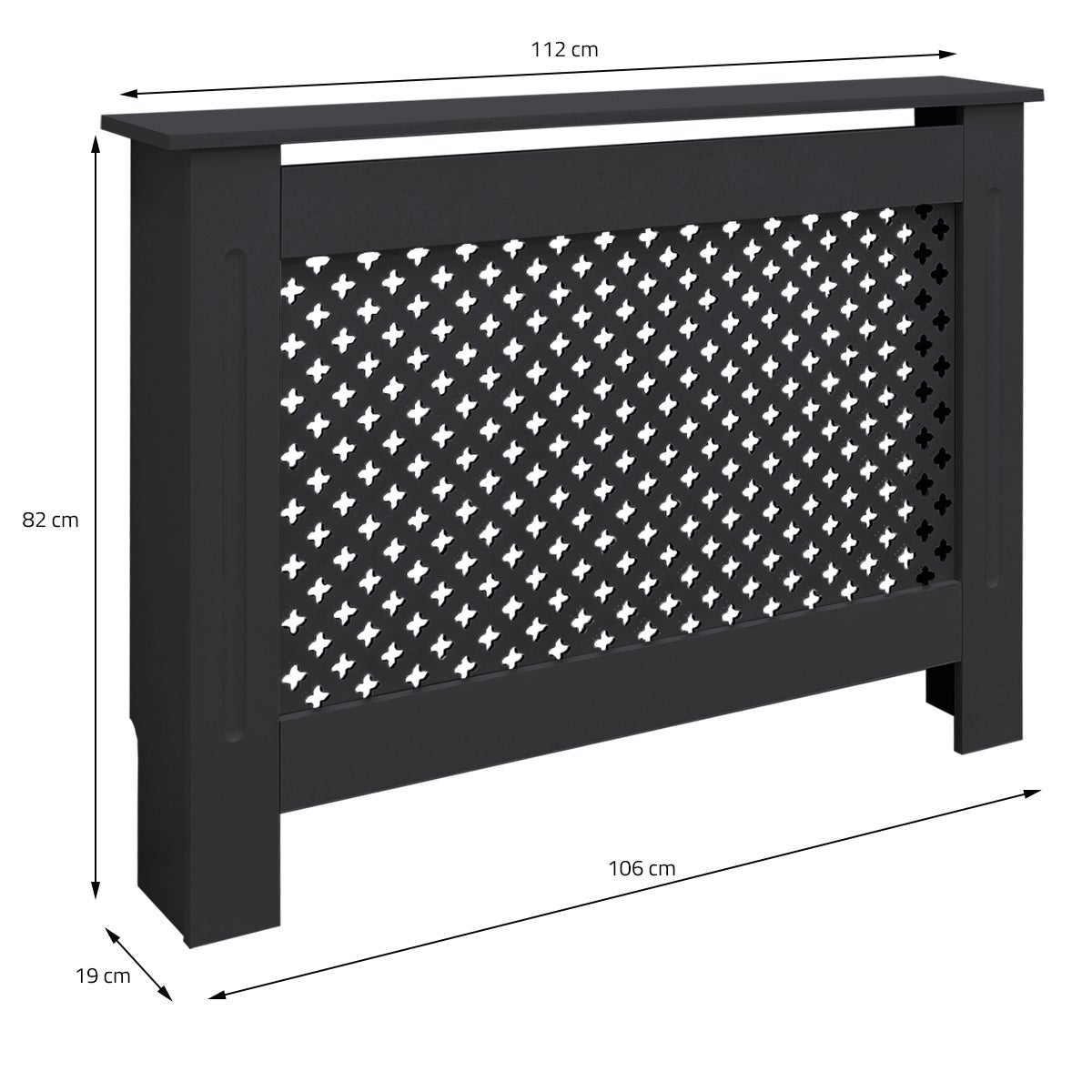 ECD Germany radiatorbekleding met honingraatmotief 112x19x82cm antraciet van gelakt MDF slaapkamer woonkamer radiatorbekleding radiatorbekleding verwarming radiatorbekleding