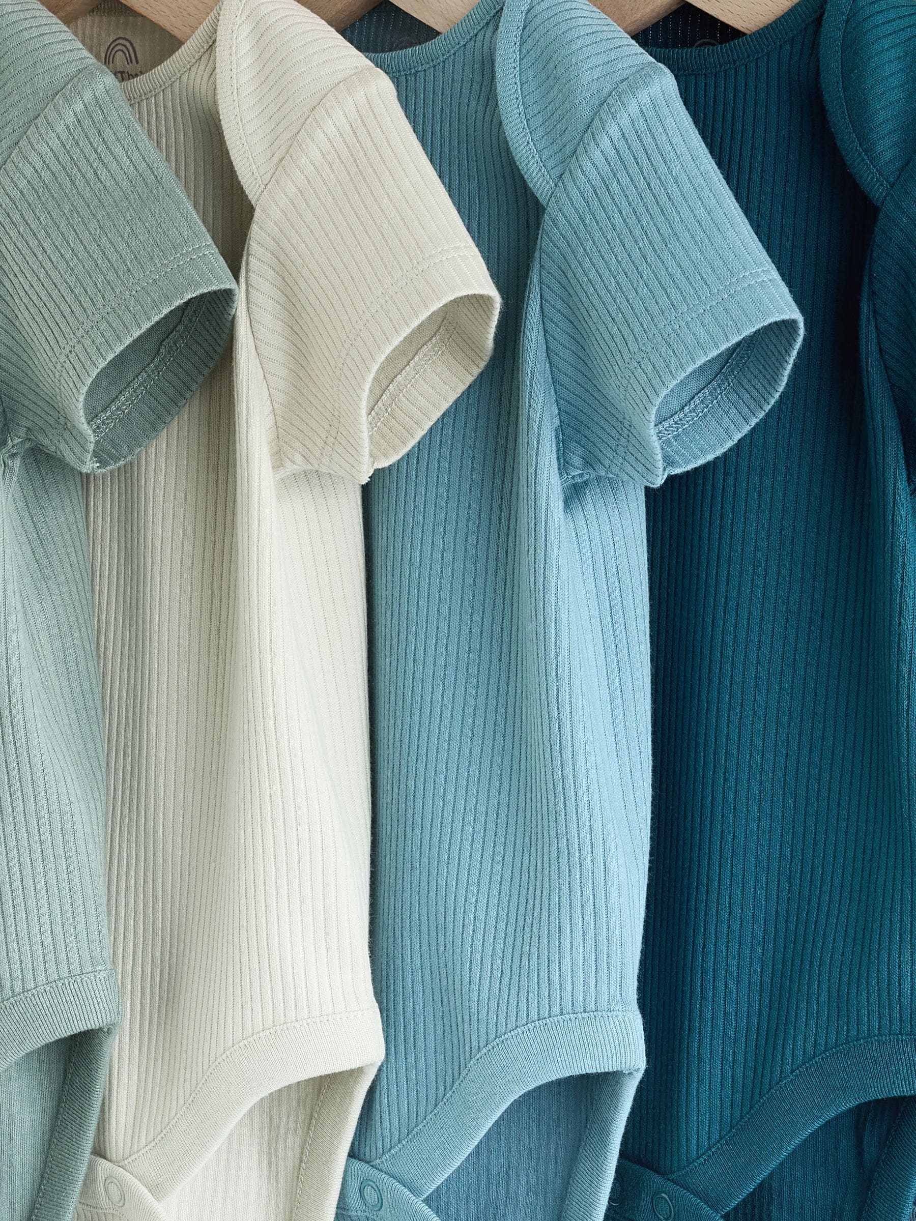 Blauw - Set van 5 babyrompertjes met korte mouwen