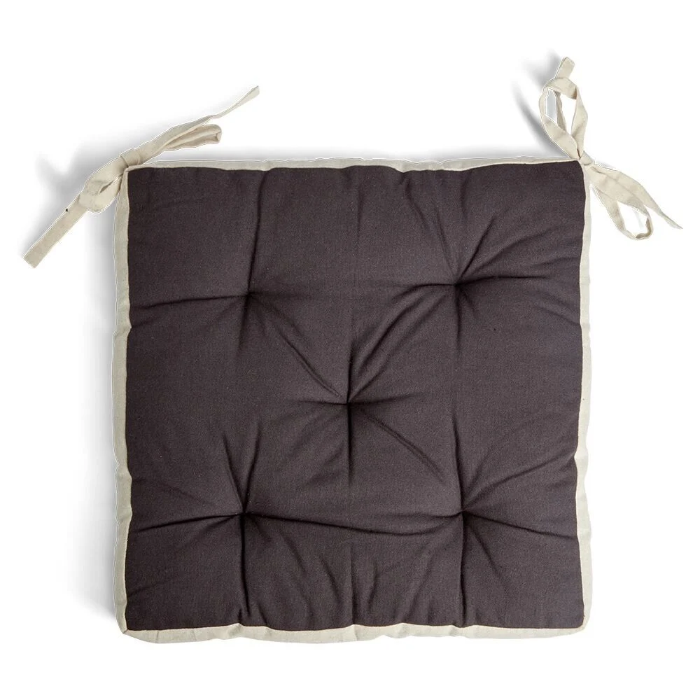 Galette de chaise matelassée en coton gris 40x40cm