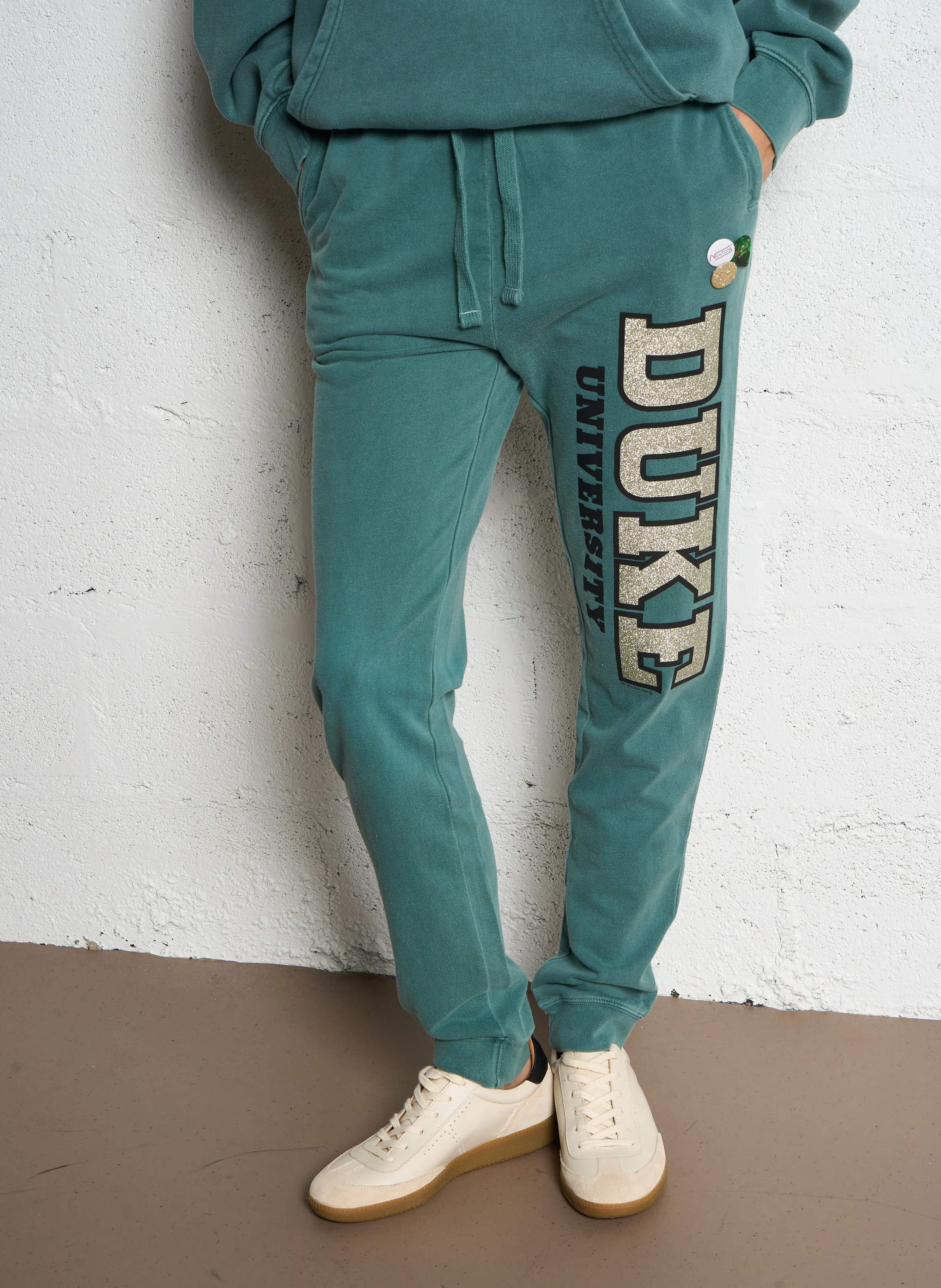 JOGGER UNIVERSITY - Jogging droit imprimé en coton| Vert