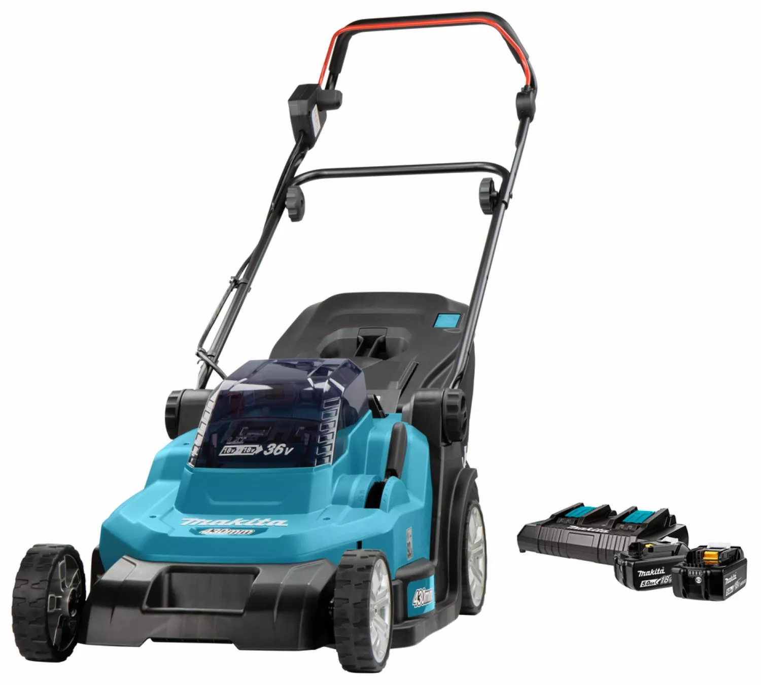 Makita DLM432CT2 36V (2x 18V) Li-Ion accu grasmaaier set (2x 5.0Ah accu) - 43cm