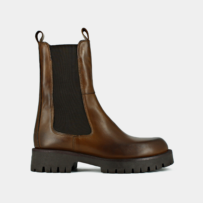 Bottines à plateformes  en cuir marron