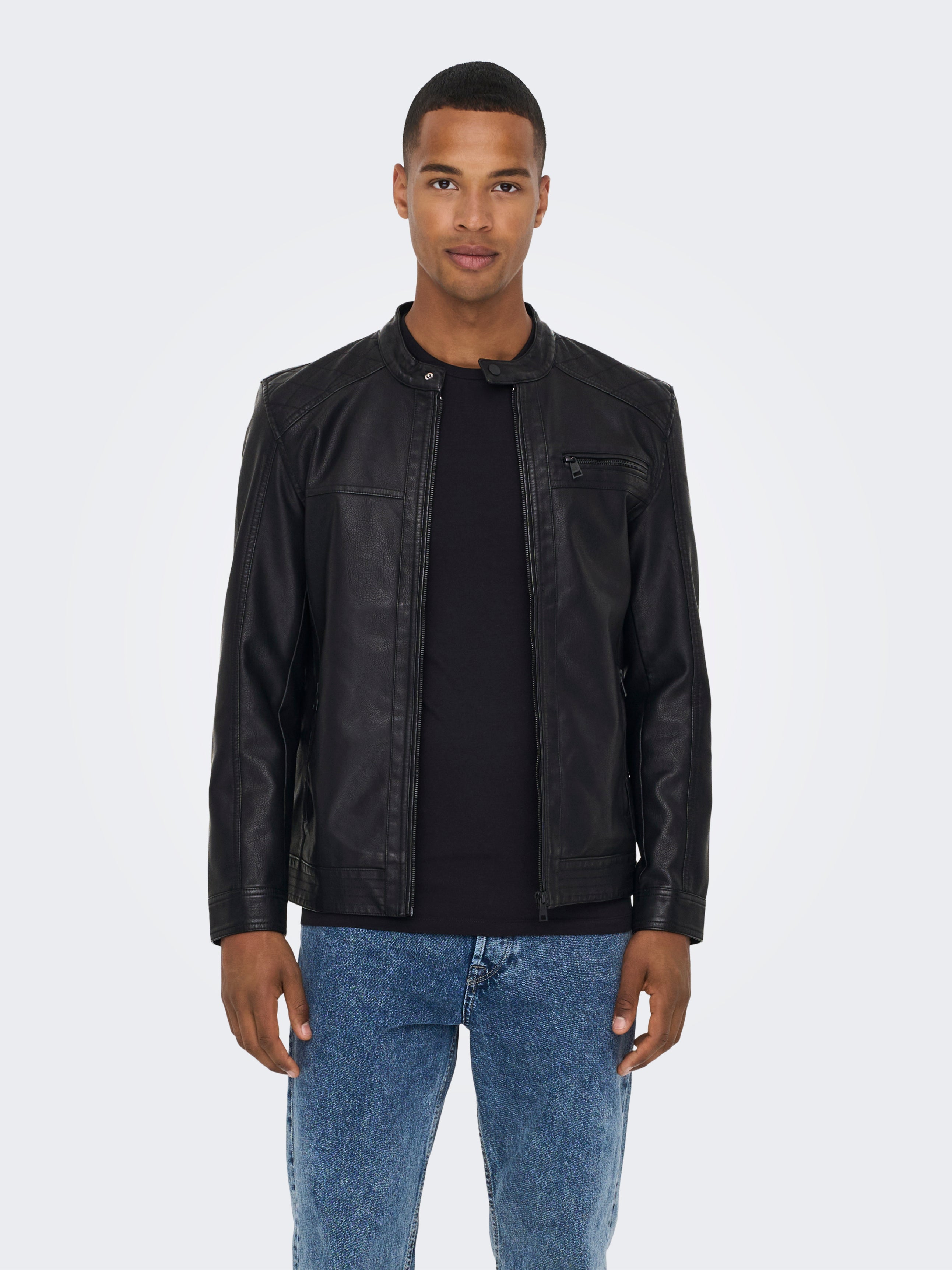 onsAL Kunstlederjacke Black