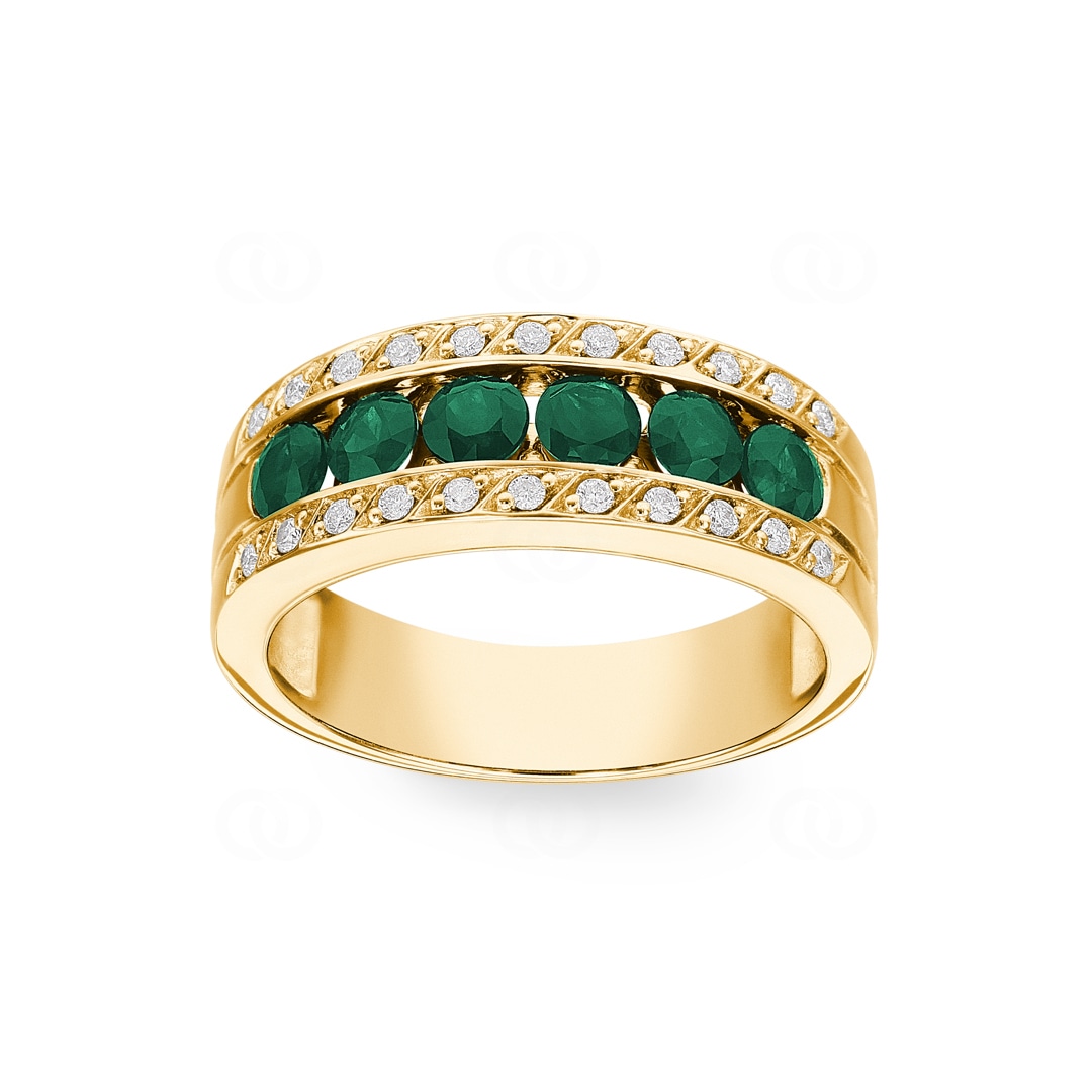 Smaragdring 750/18 K Gelbgold mit Diamanten 0.14 ct H/si
