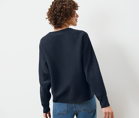 Feinstrickpullover mit Fledermausarm