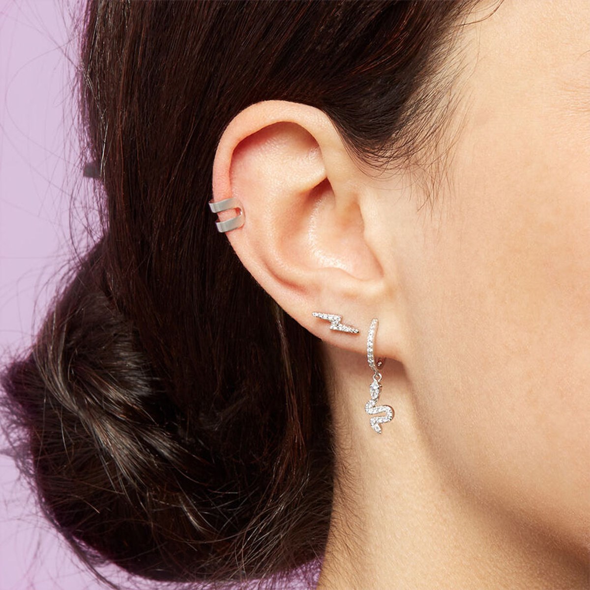 Piercing Ear-cuff Agatha Doble Aro argent