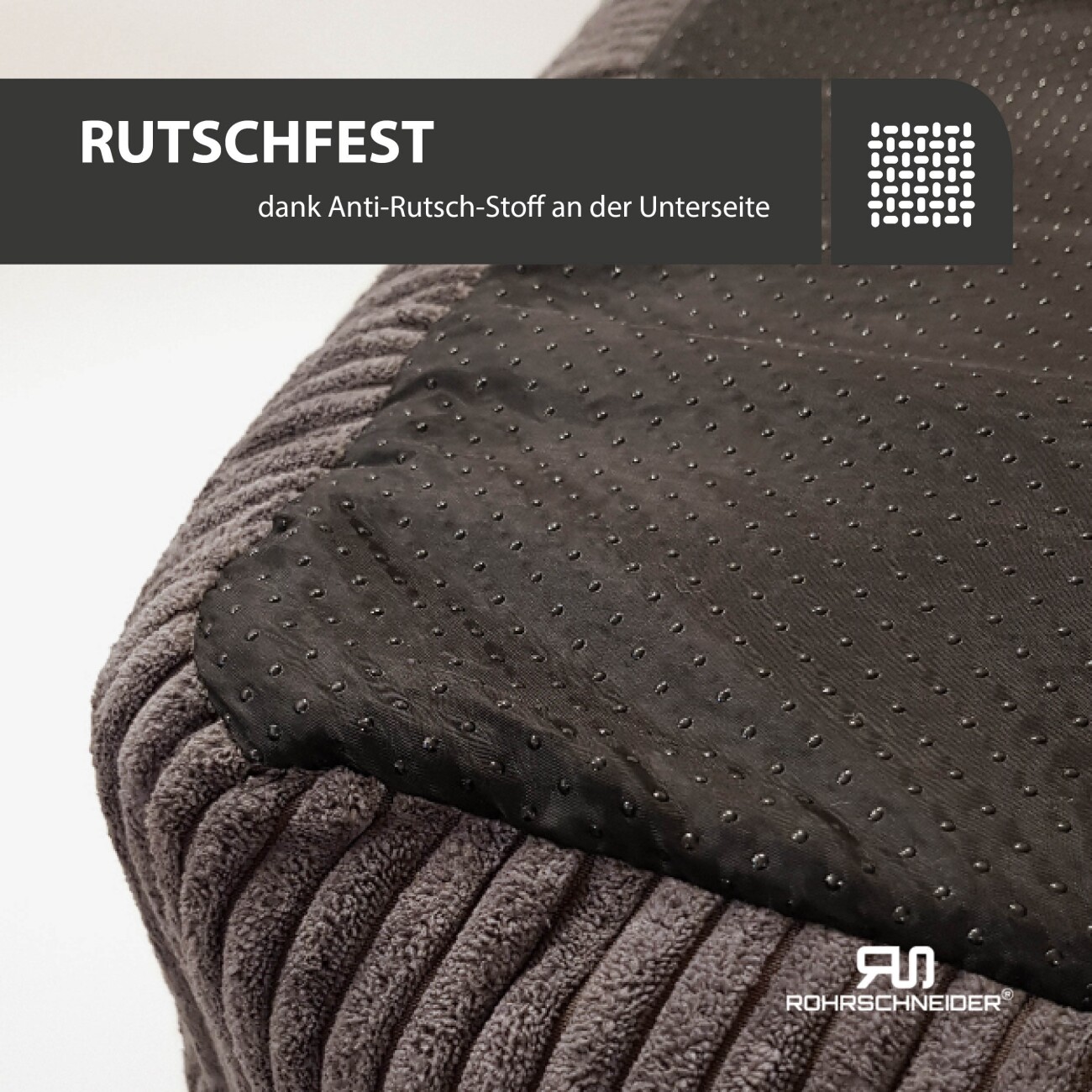 Rohrschneider ® Hundebett waschbar für kleine Hunde mit Hundekissen Cord (ca. 55x42 cm) inkl. Gassibeutel