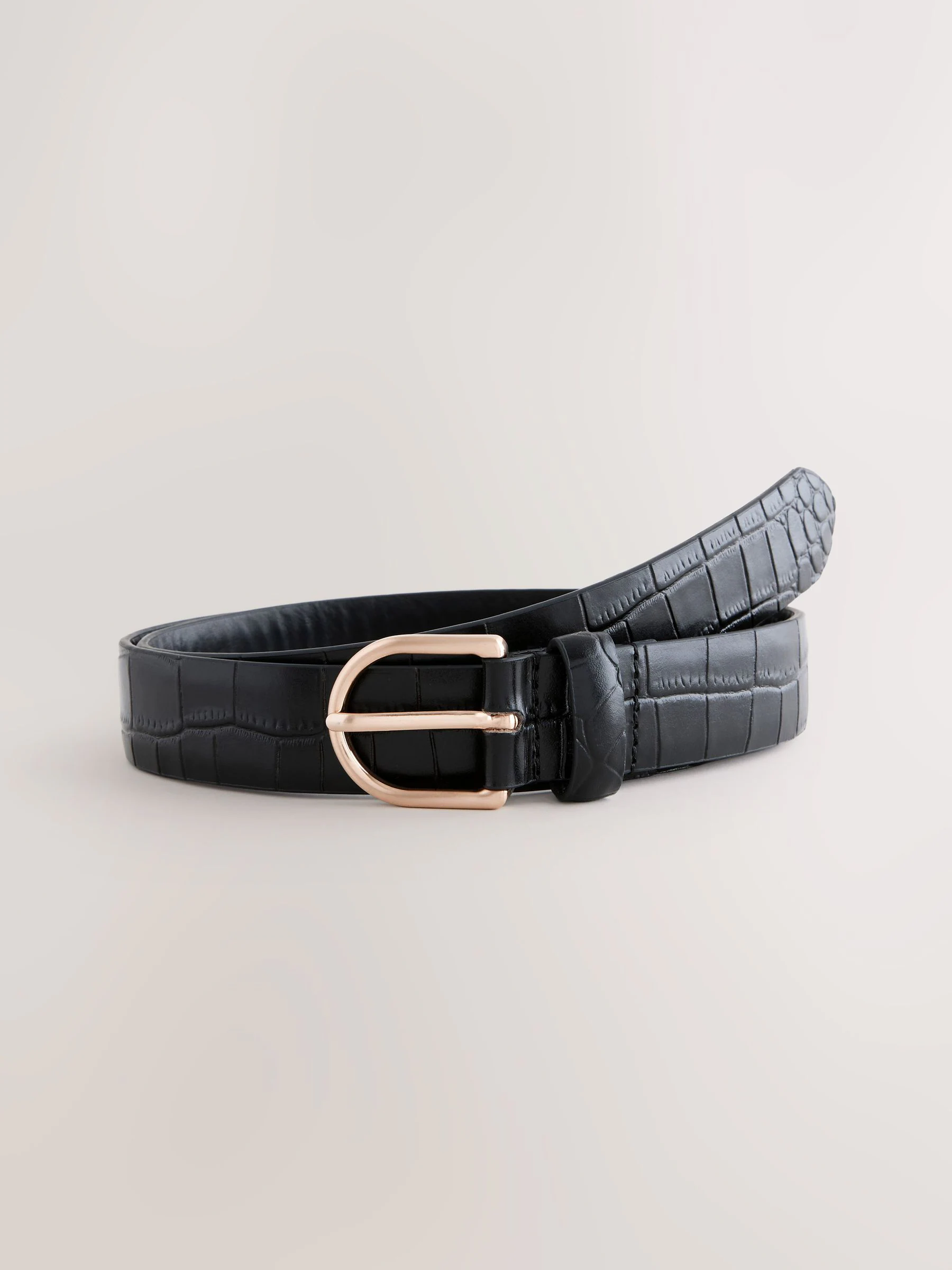 Zwart krokodillenmotief - Standaard leren riem