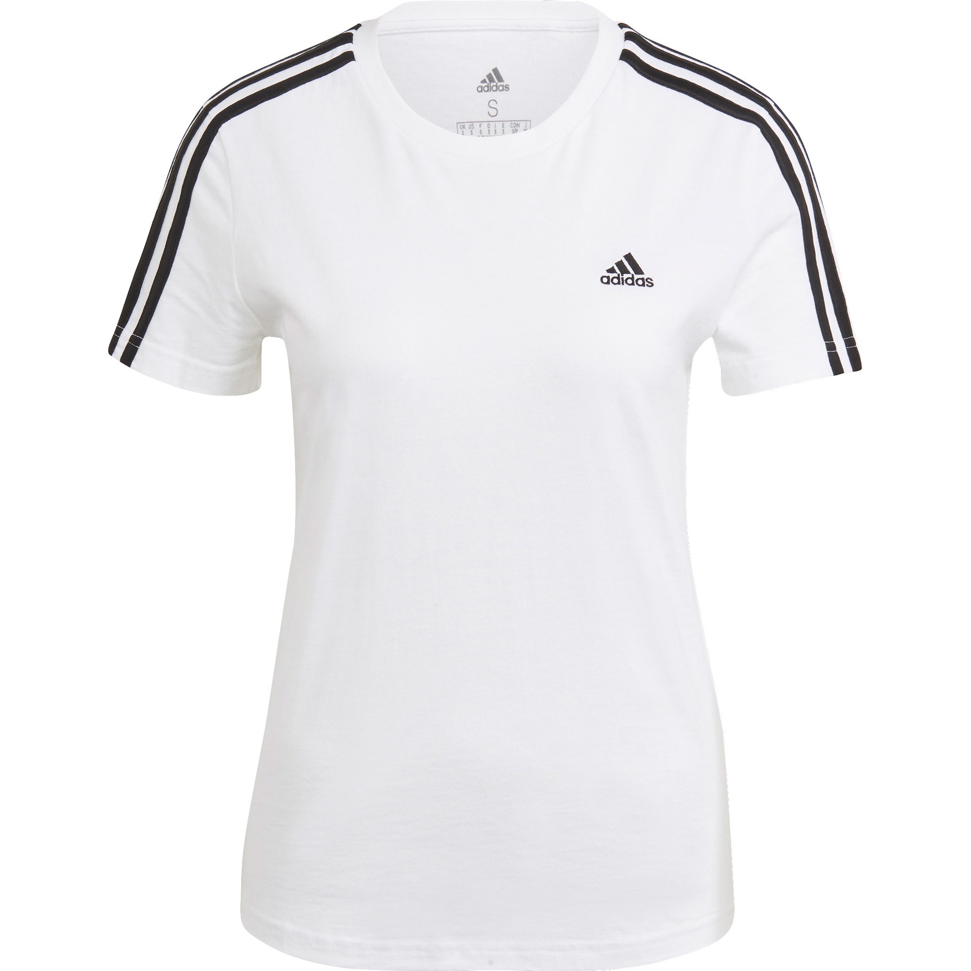 adidas Loungewear Essentials Slim 3-Streifen T-Shirt Damen weiß
