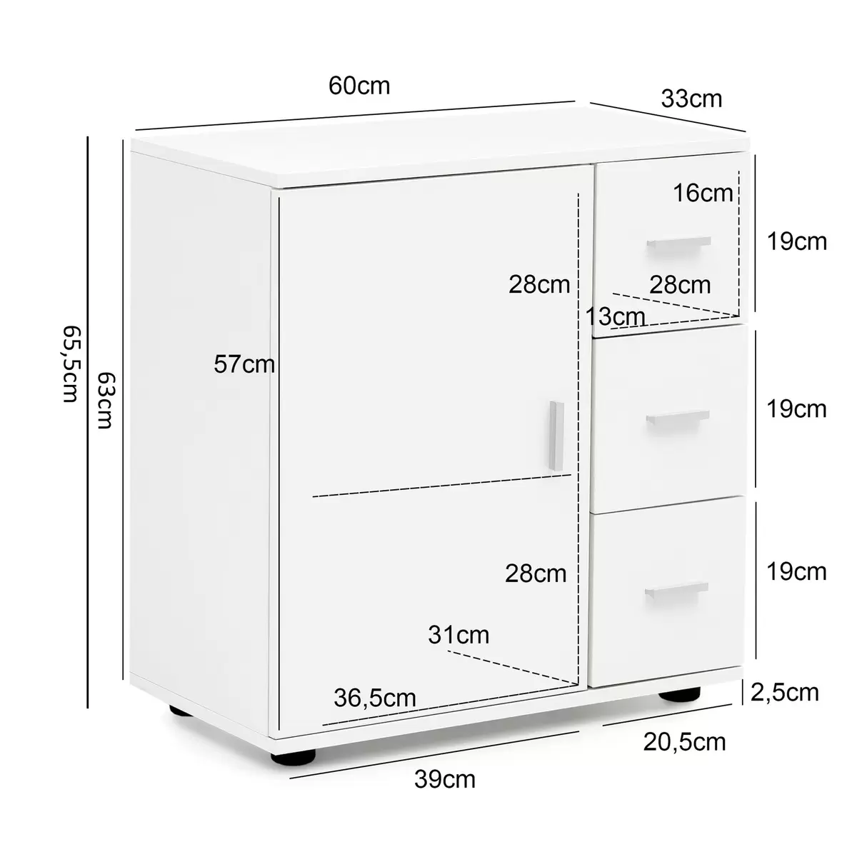 Kommode Almanera silber,weiss