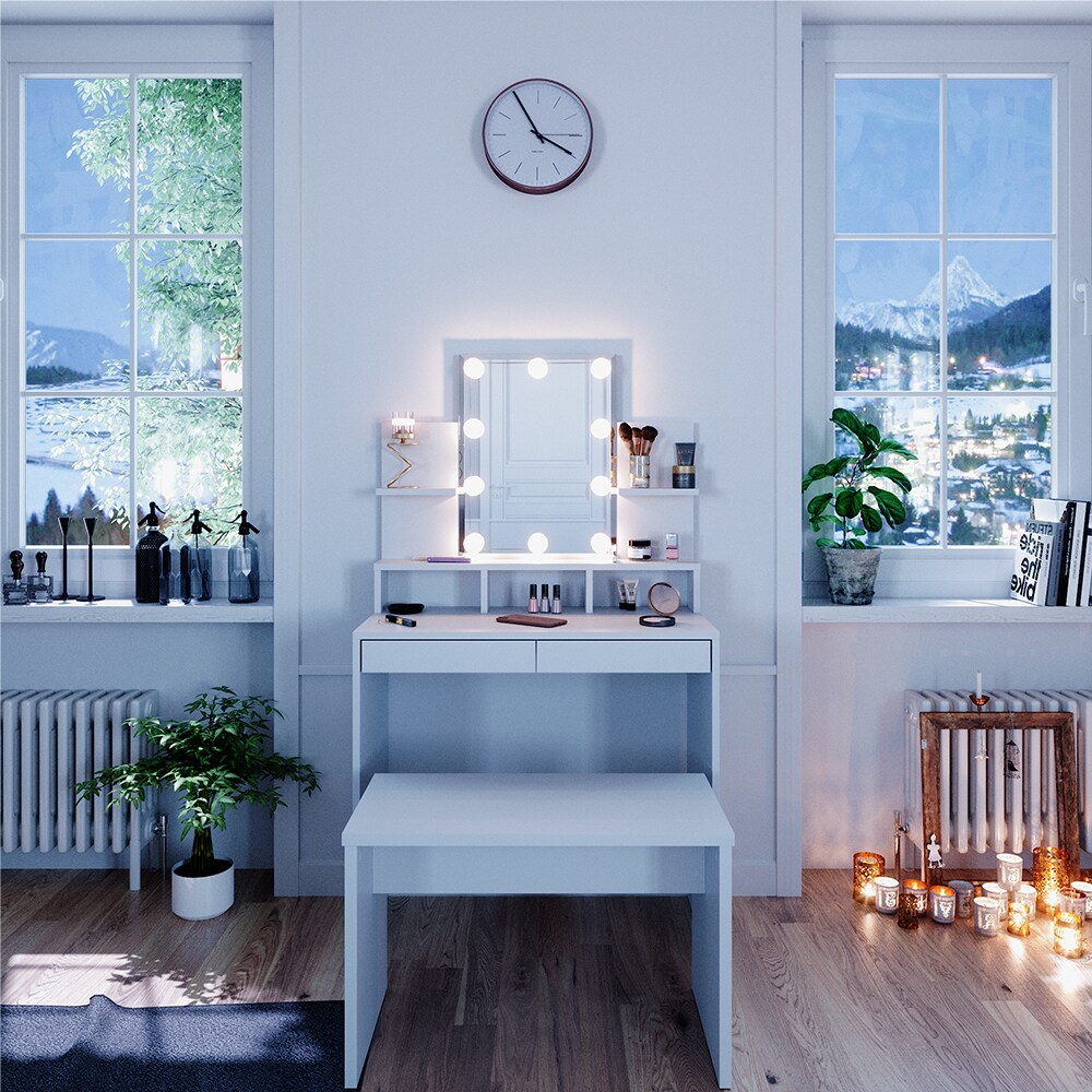 Vicco Schminktisch Frisiertisch Schminkkommode Ania mit LED Beleuchtung Sitzbank