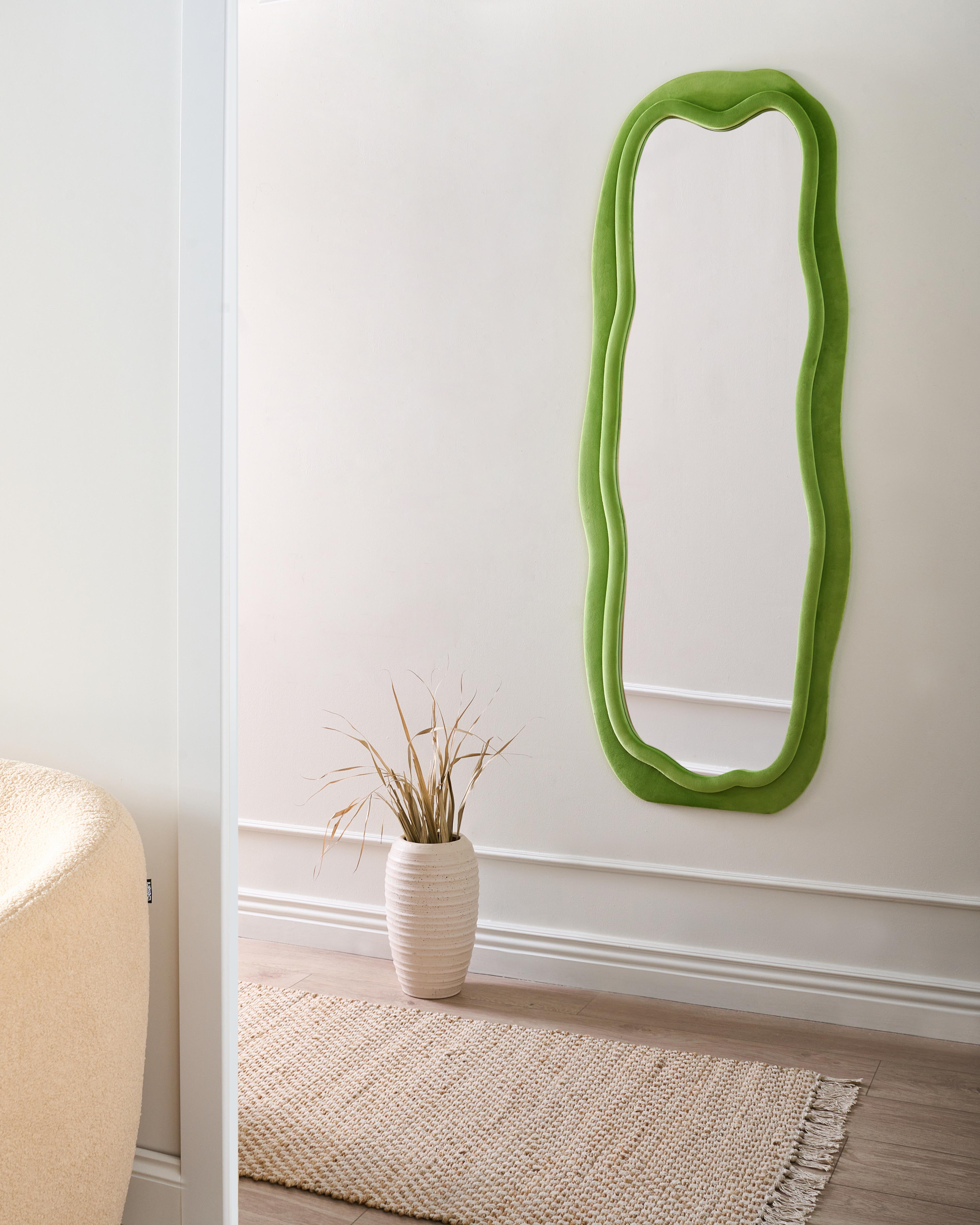 Wandspiegel BEAUNE 56 cm 160 cm Fluweel Groen