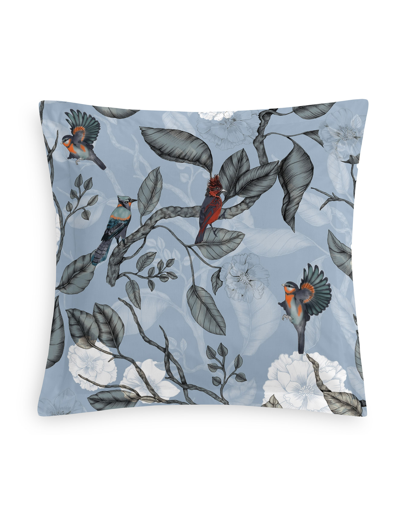 Taies branchages et oiseaux pur coton