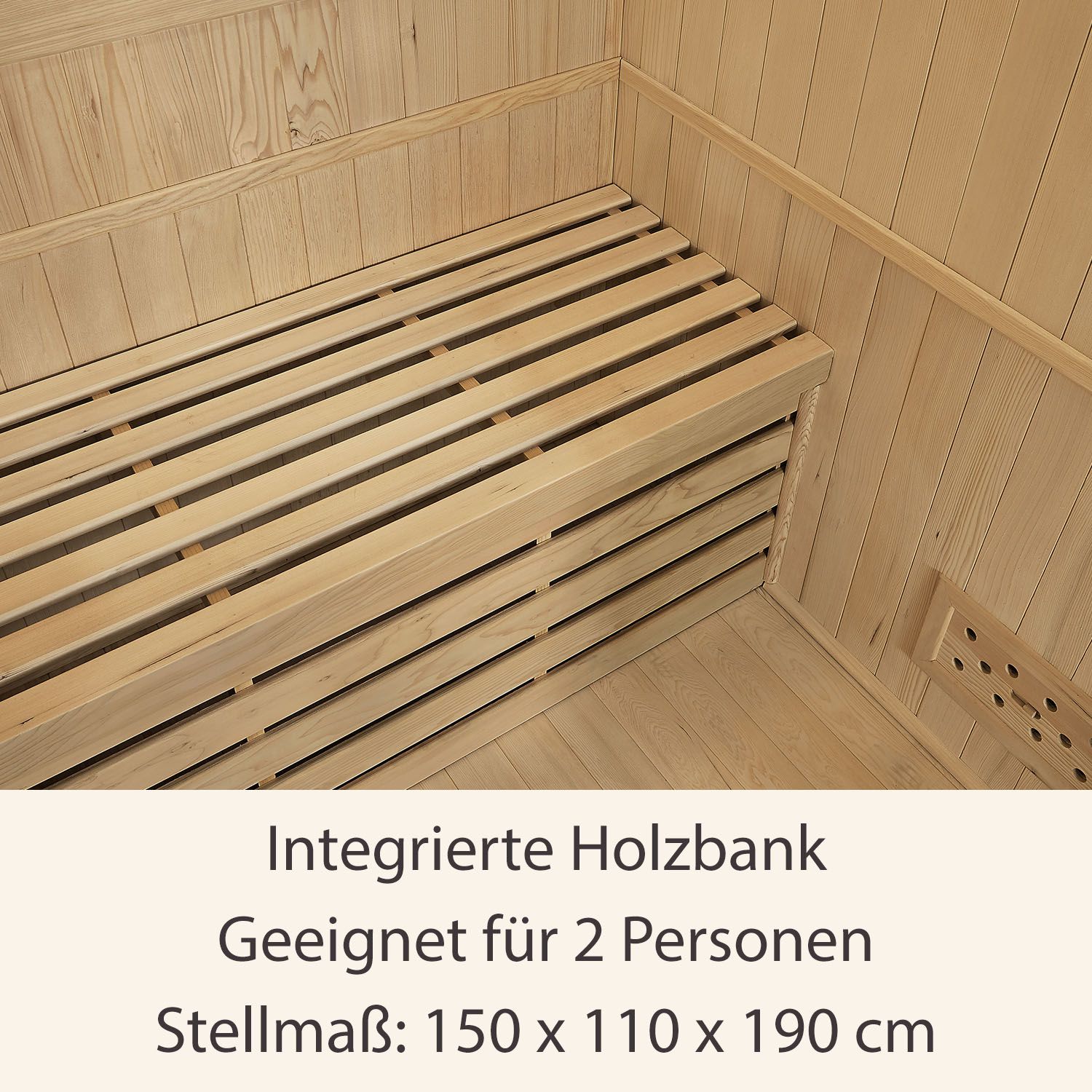 Artsauna Saunakabine Tampere mit Harvia Ofen – 2 Personen – Hemlock Holz & Glasfront – Inkl. Zubehör