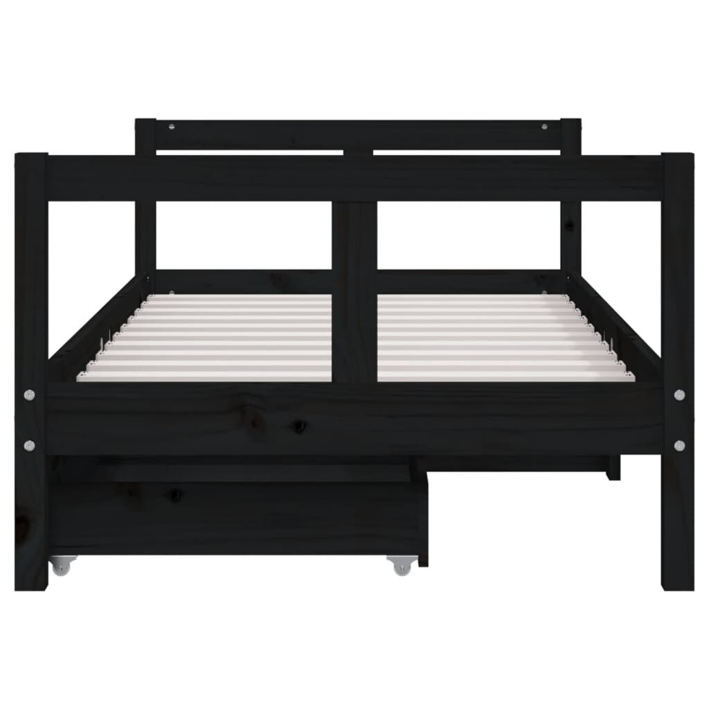 vidaXL Kinderbedframe met lades zwart 80x160 cm grenen