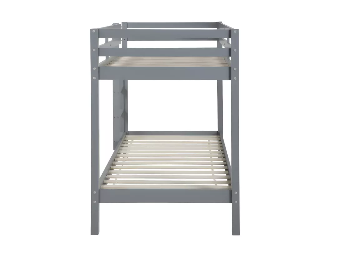 Lits superposés ANICET II - 2 x 90 x 190cm - Pin Massif - Gris + matelas