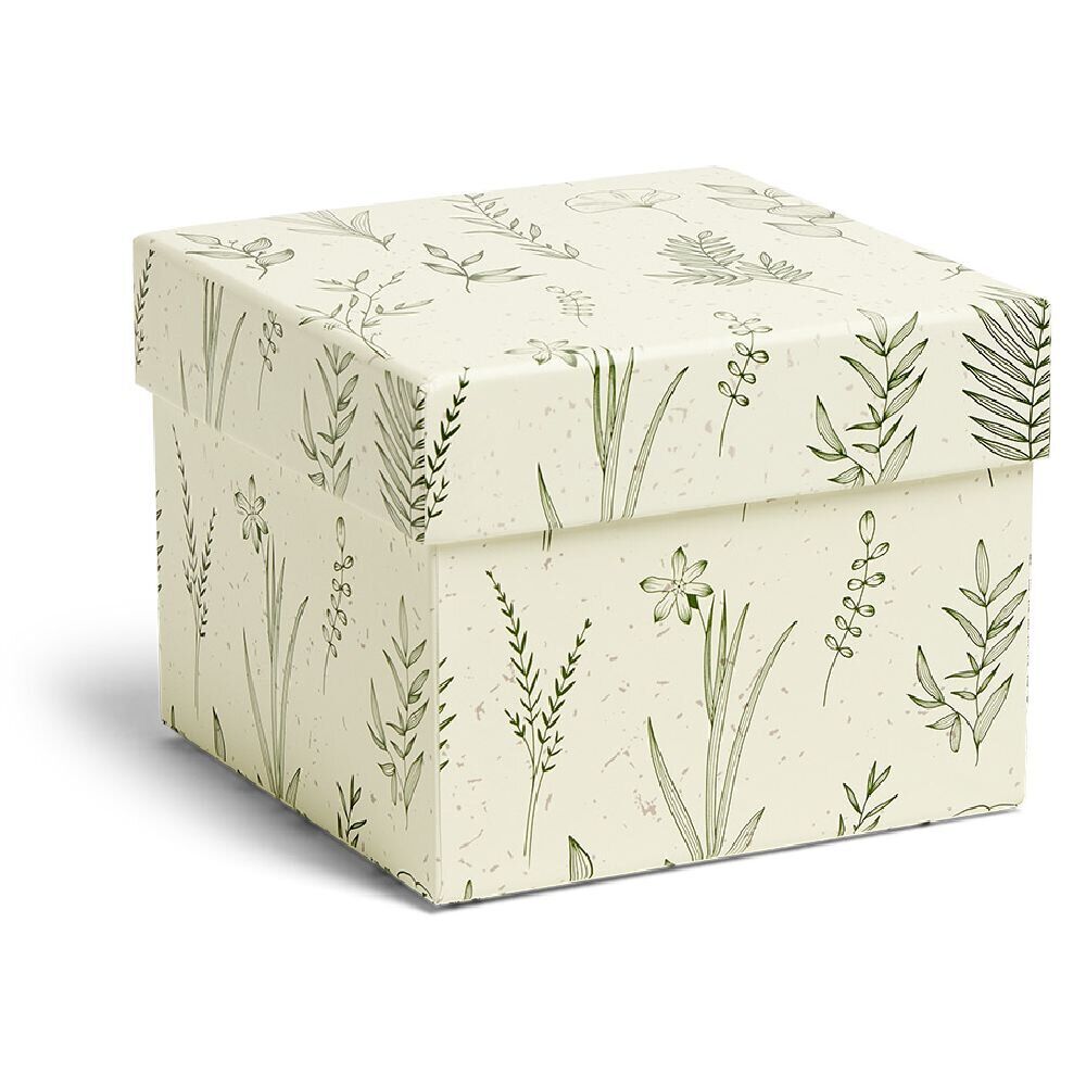 Boîte en carton motif végétal 13x13xH10cm