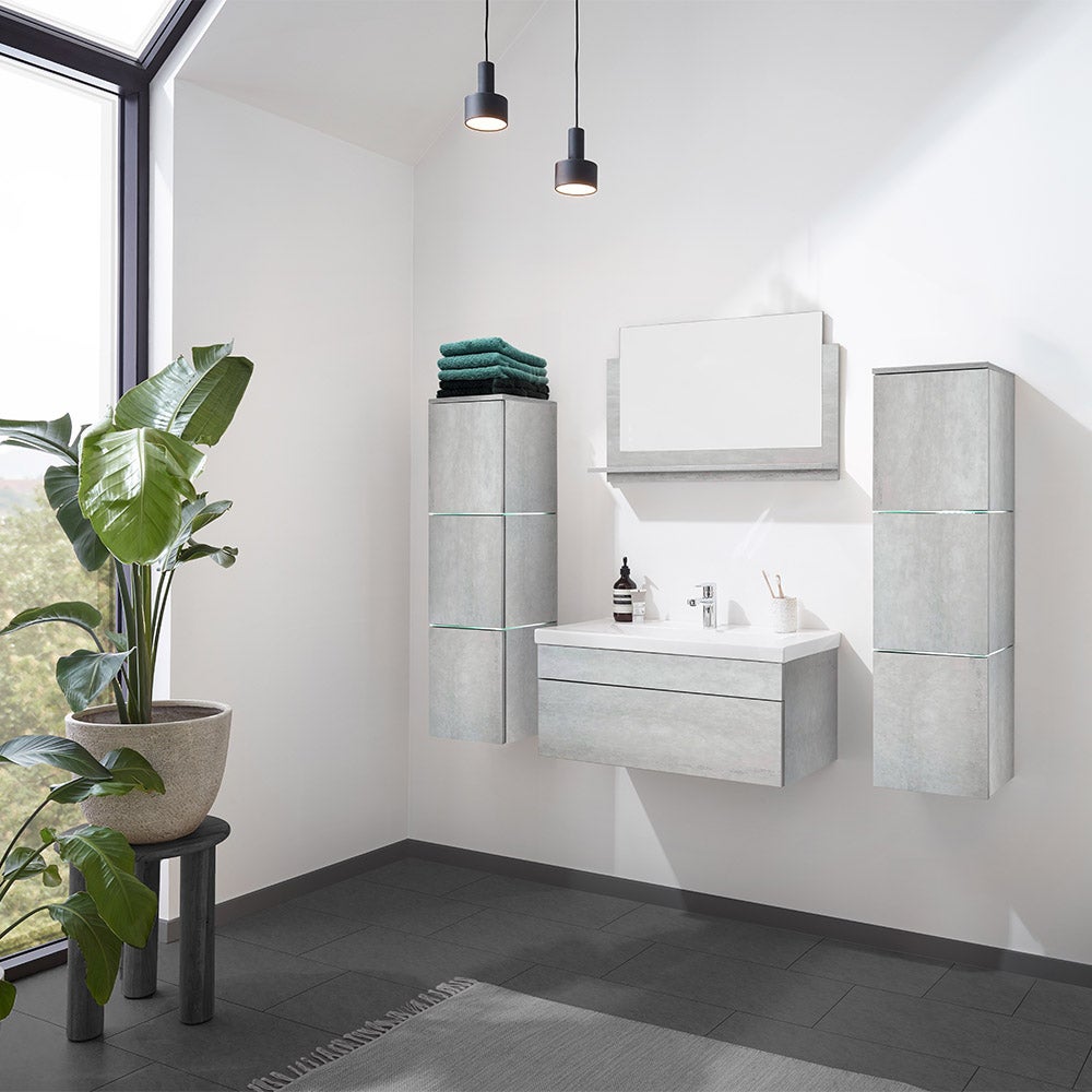 Home Deluxe - Badkamermeubelset - WANGEROOGE BIG Grijs - X-Large - incl. wastafel en complete accessoires - Wastafelbreedte: ca. 60 cm | Badkamermeubel wastafelmeubel badkamermeubelset