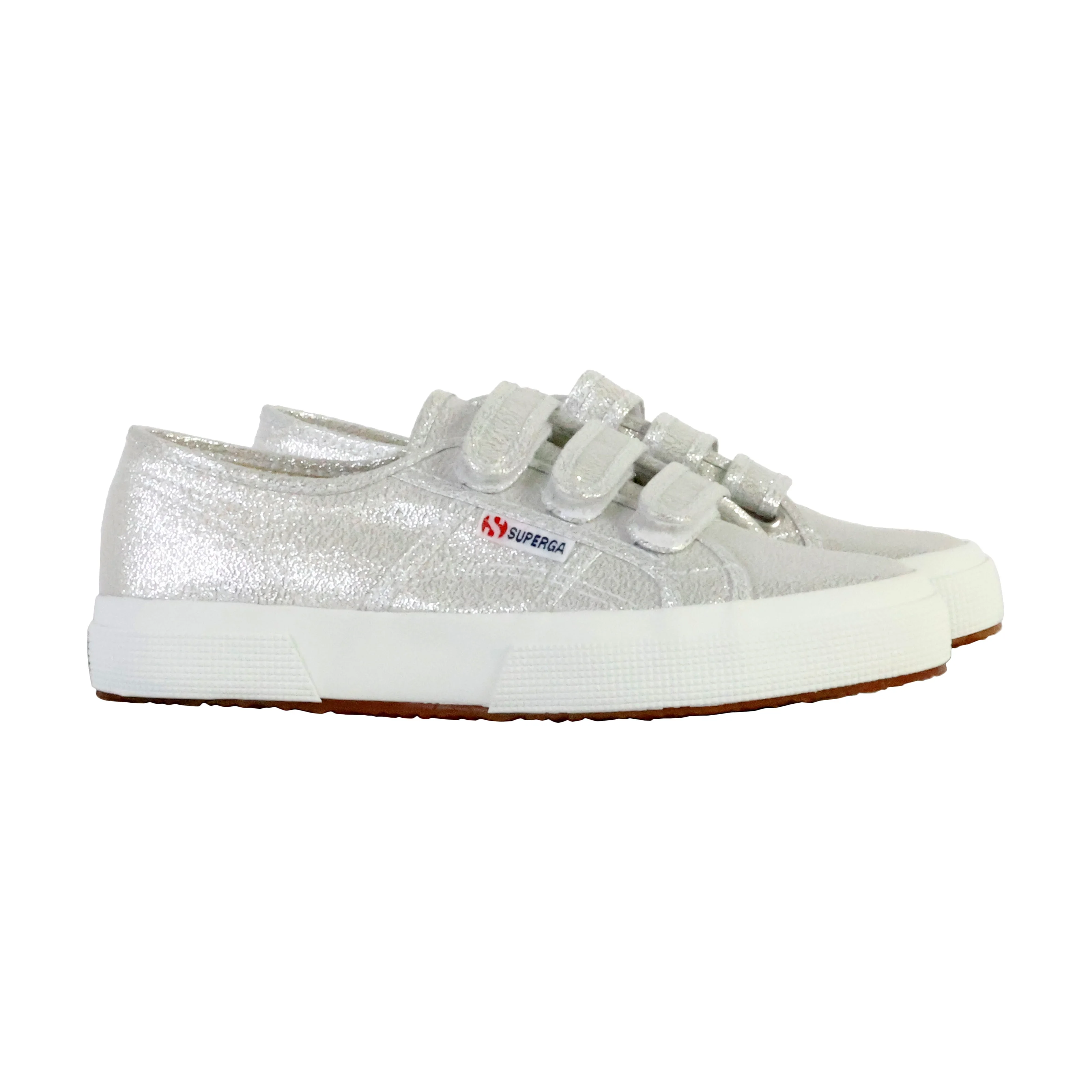 Basket basse à scratch superga straps lame | Gris