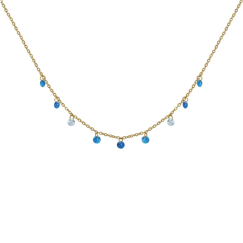 Collier Plaqué Or Strass Dégradé de Couleurs