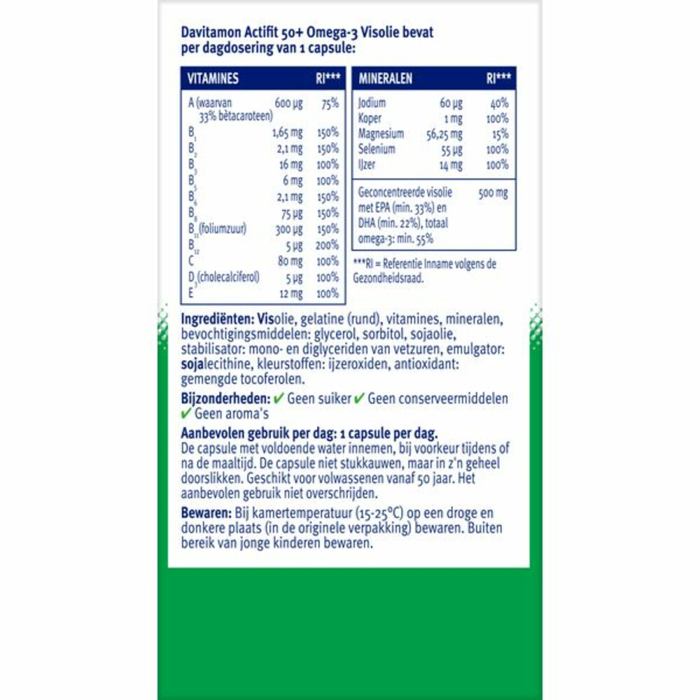 2x Davitamon Actifit 50+ Omega-3 Visolie90 capsules