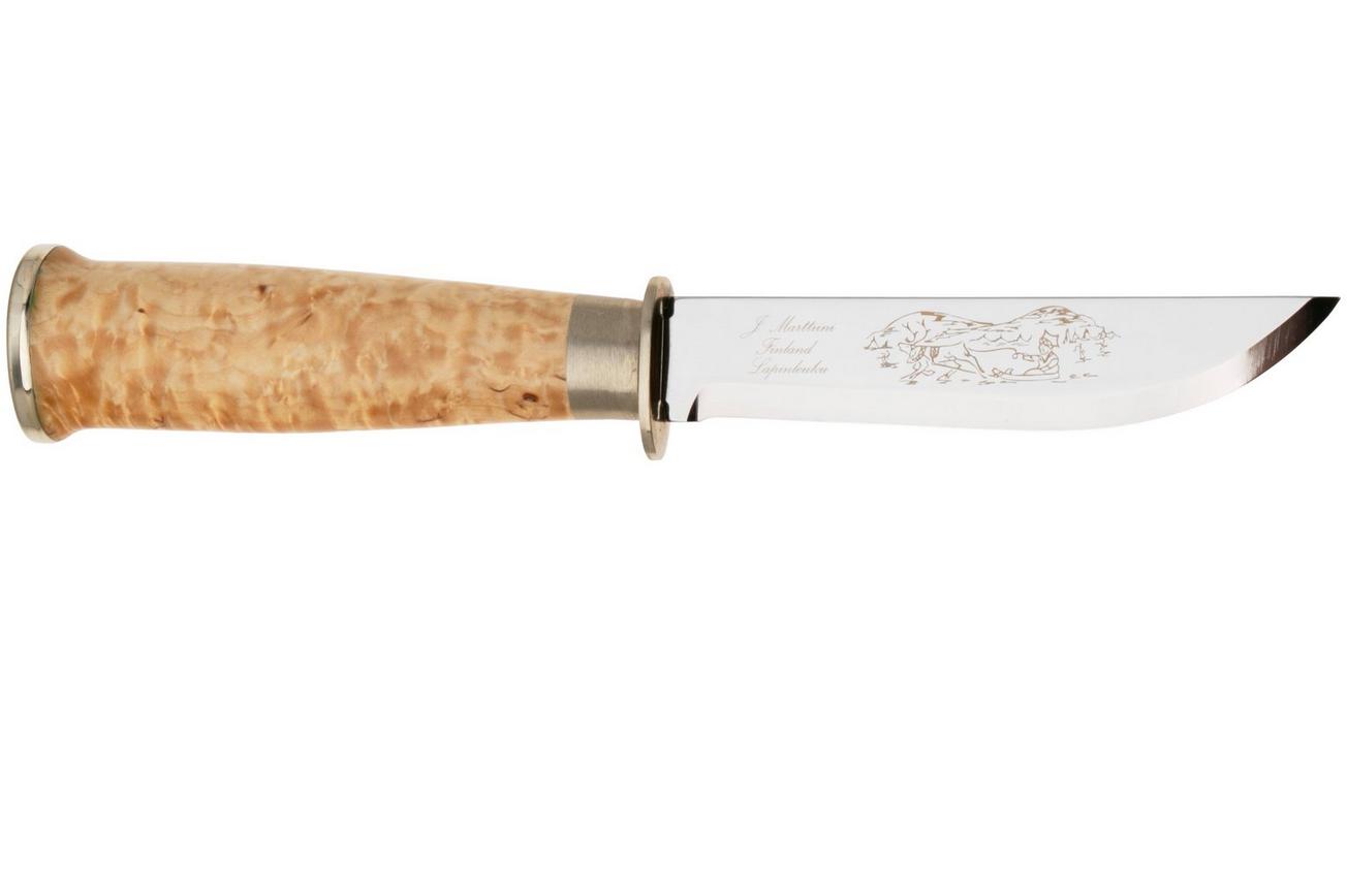 Marttiini Lapp 235010 Stainless, Curly Birch, vaststaand mes